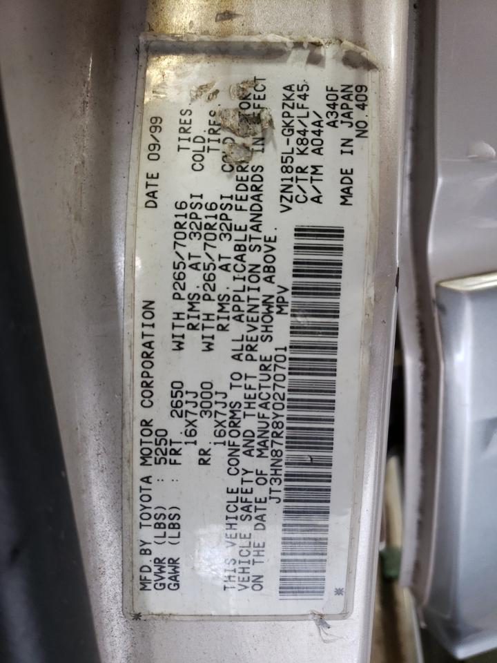 2000 Toyota 4Runner Limited VIN: JT3HN87R8Y0270701 Lot: 57497054