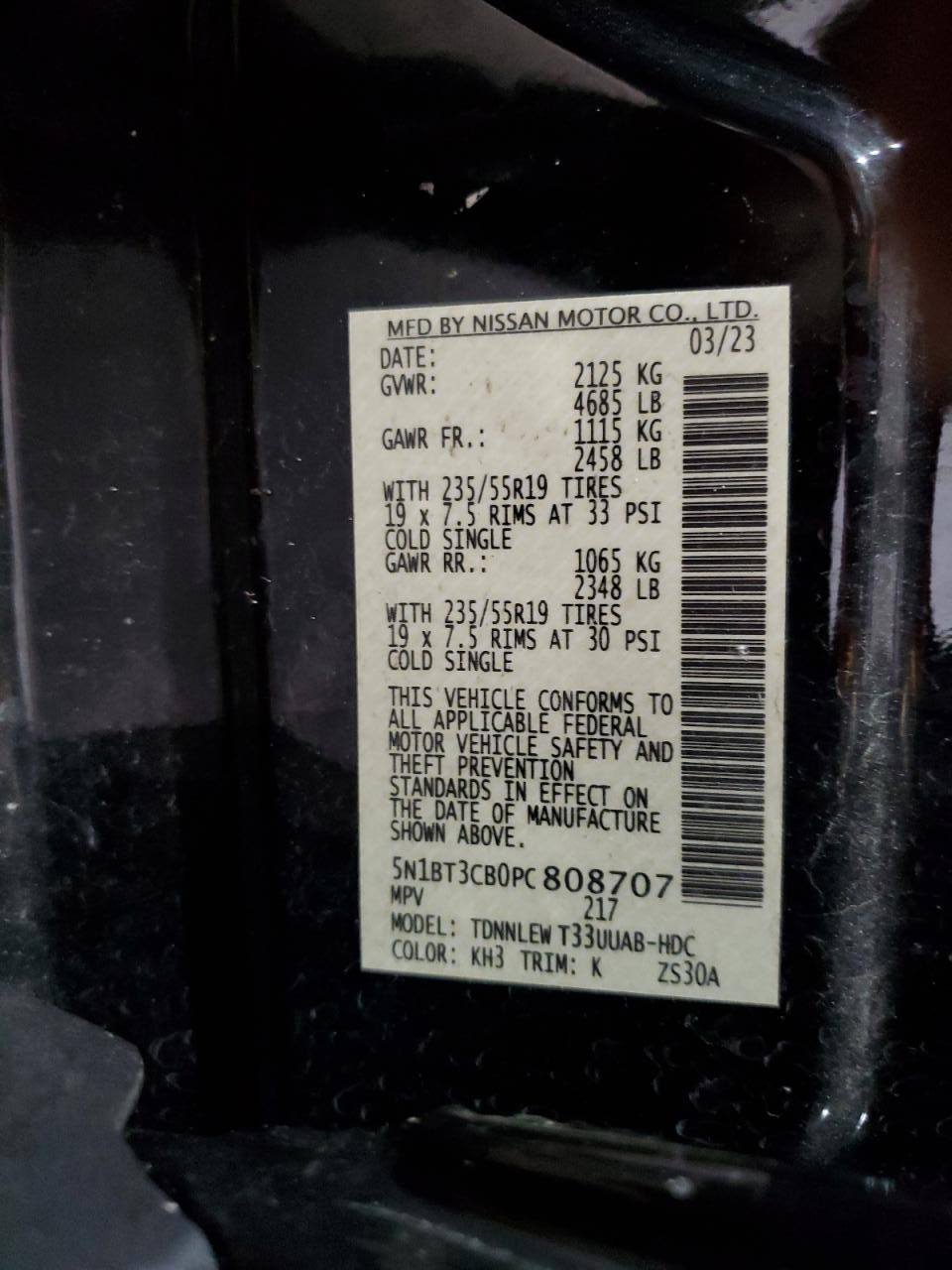 5N1BT3CB0PC808707 2023 Nissan Rogue Sl