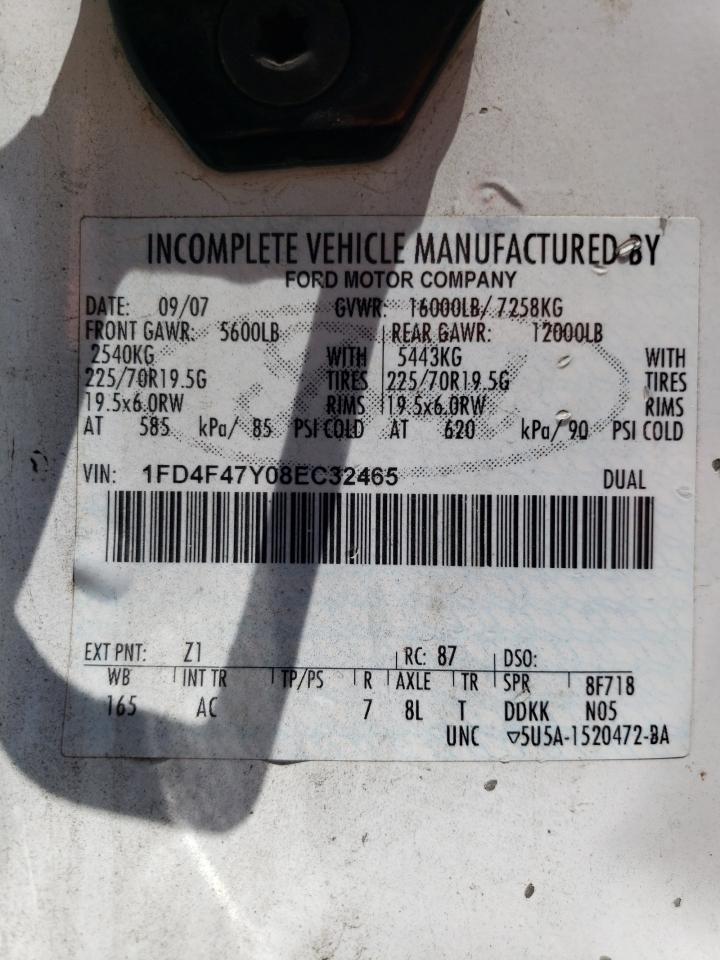 2008 Ford F450 Super Duty VIN: 1FD4F47Y08EC32465 Lot: 56588274