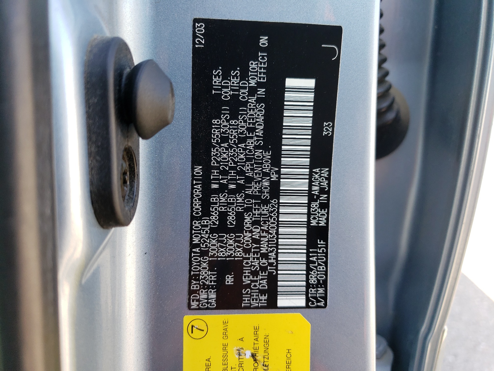 JTJHA31U340056326 2004 Lexus Rx 330