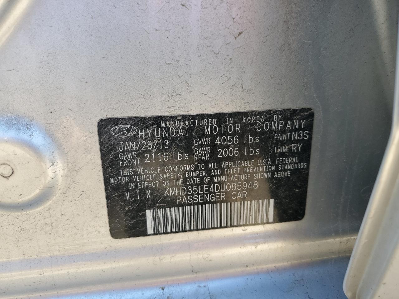 2013 Hyundai Elantra Gt VIN: KMHD35LE4DU085948 Lot: 55875714