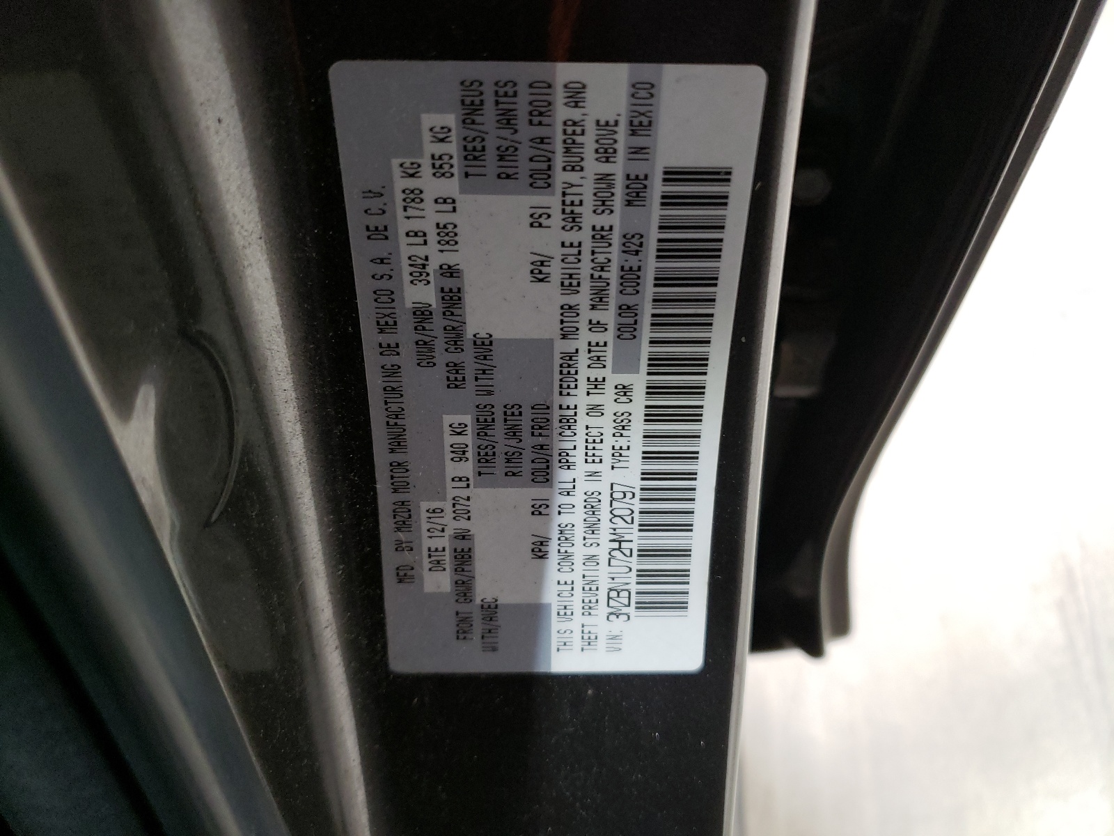 3MZBN1U72HM120797 2017 Mazda 3 Sport