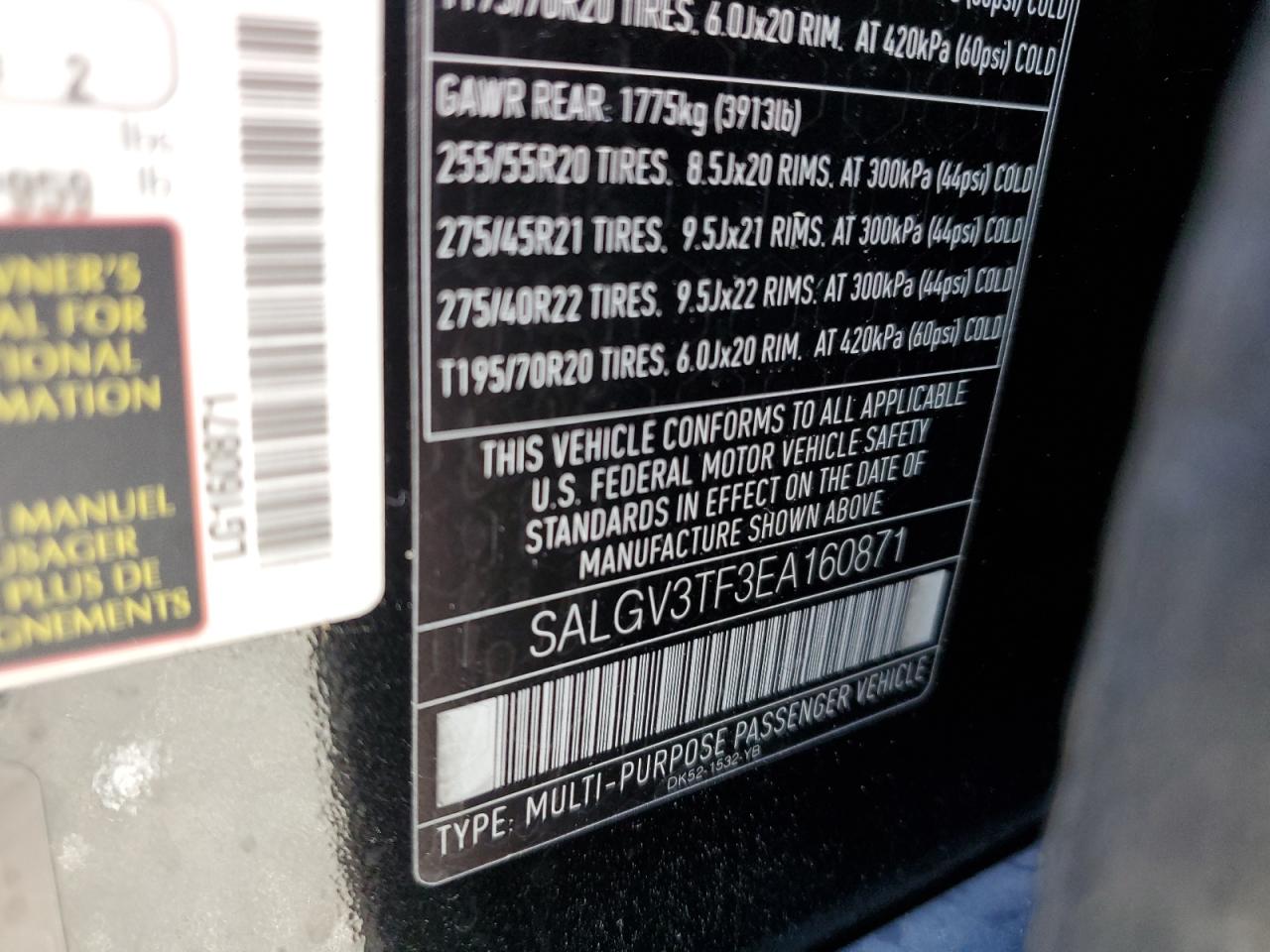 2014 Land Rover Range Rover Autobiography VIN: SALGV3TF3EA160871 Lot: 58764004