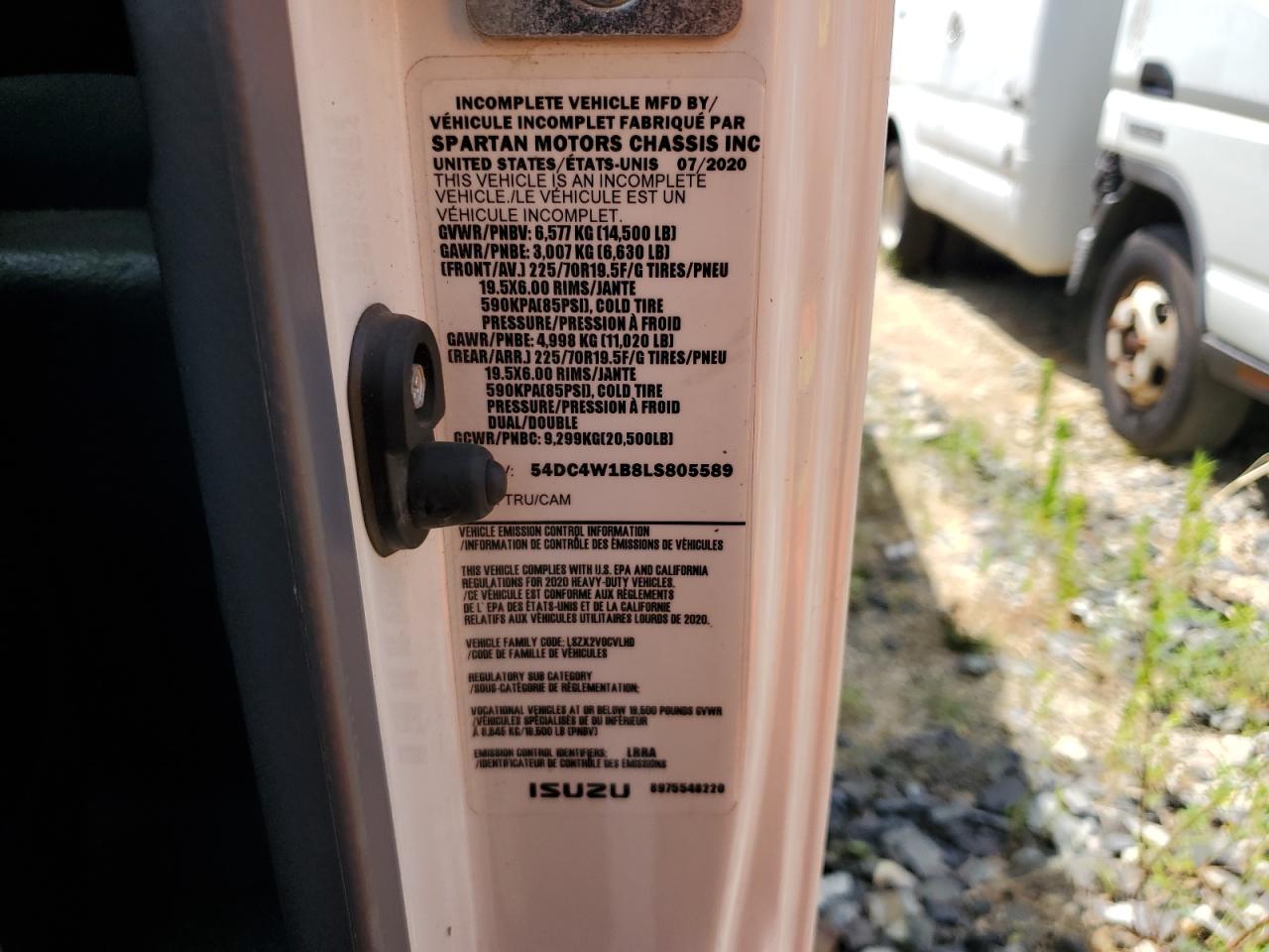 2020 Isuzu Npr Hd VIN: 54DC4W1B8LS805589 Lot: 59948314