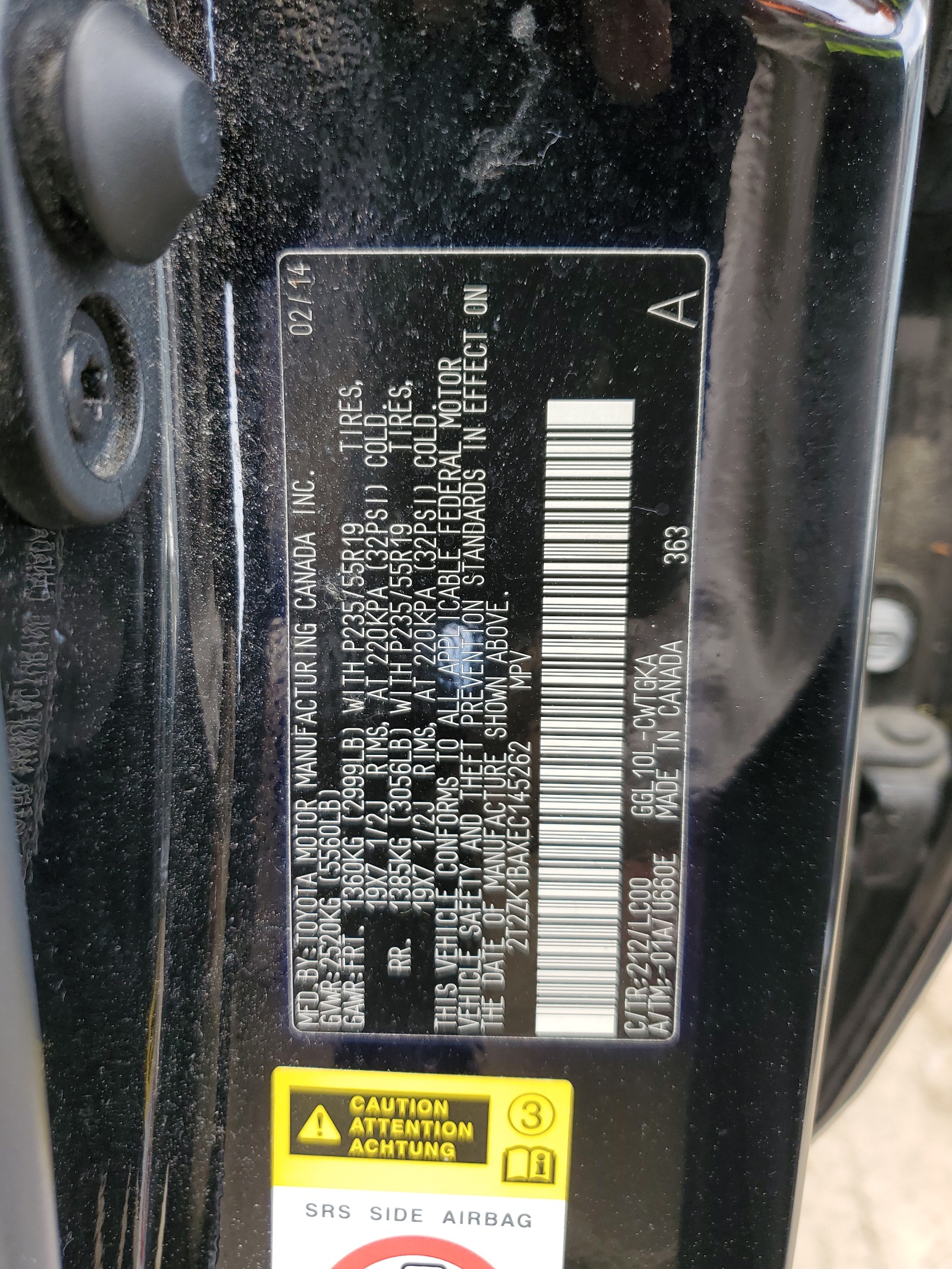 2T2ZK1BAXEC145262 2014 Lexus Rx 350