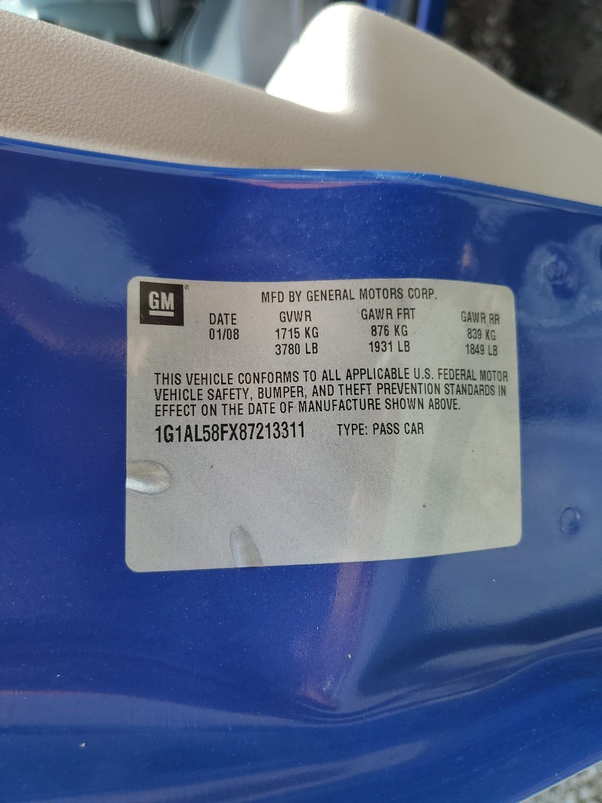 1G1AL58FX87213311 2008 Chevrolet Cobalt Lt