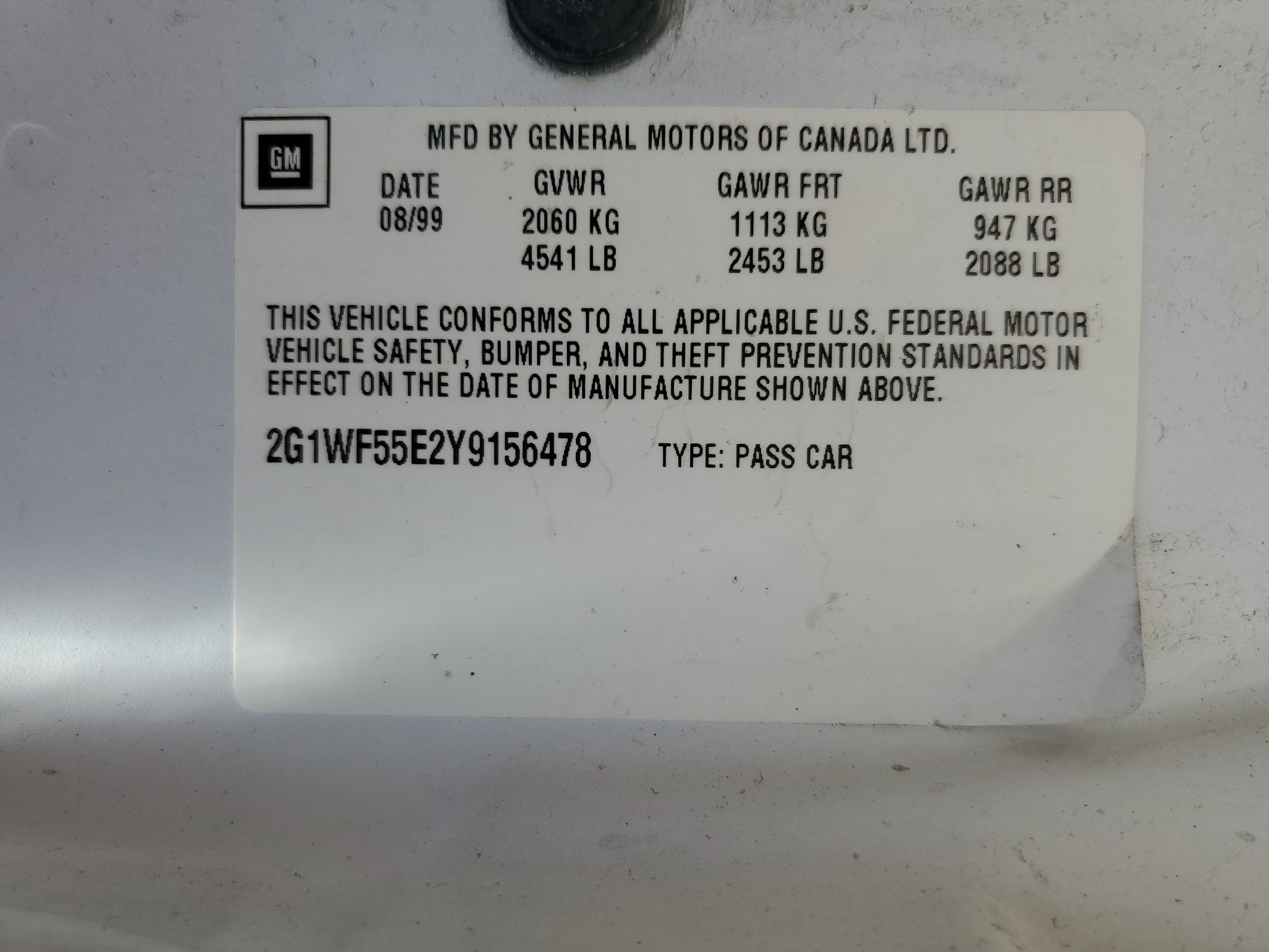 2G1WF55E2Y9156478 2000 Chevrolet Impala