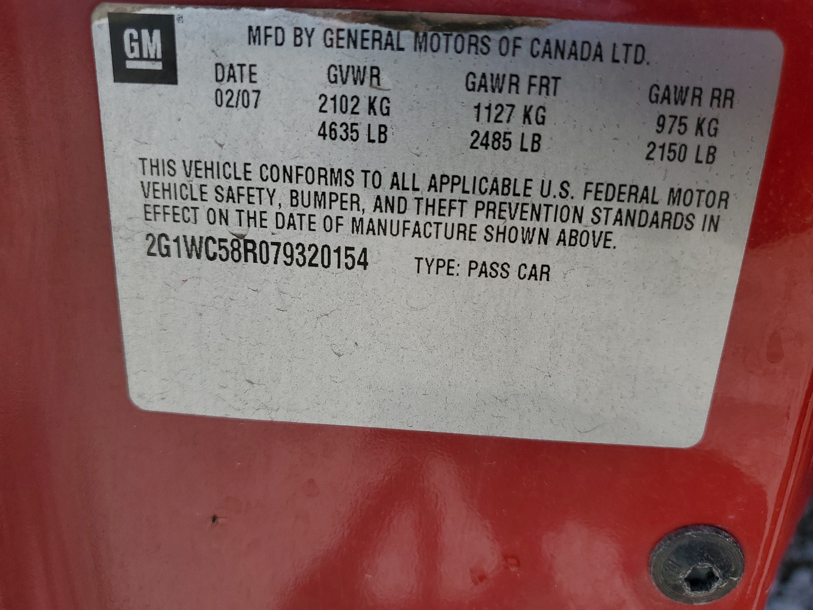 2G1WC58R079320154 2007 Chevrolet Impala Lt