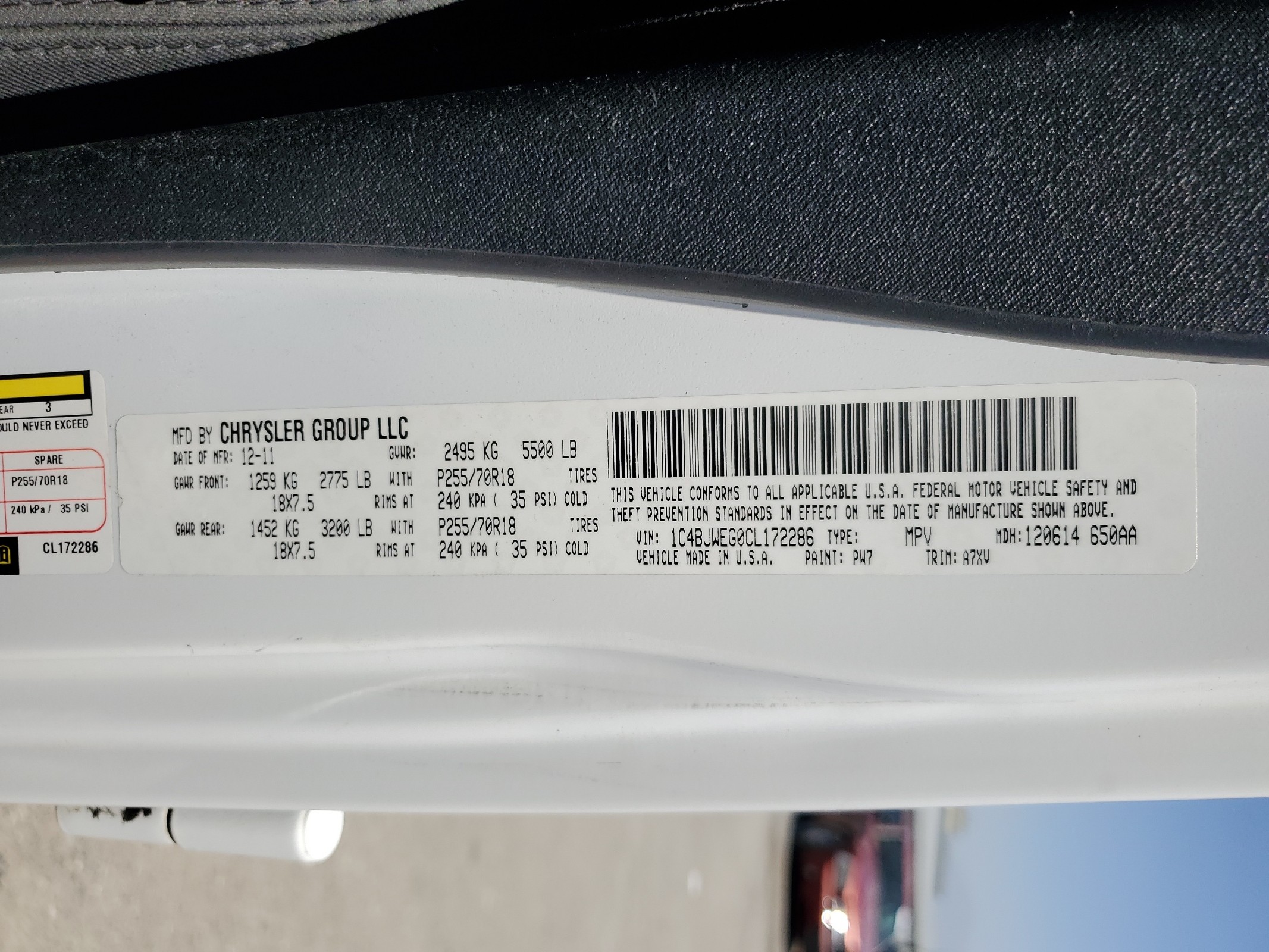 1C4BJWEG0CL172286 2012 Jeep Wrangler Unlimited Sahara