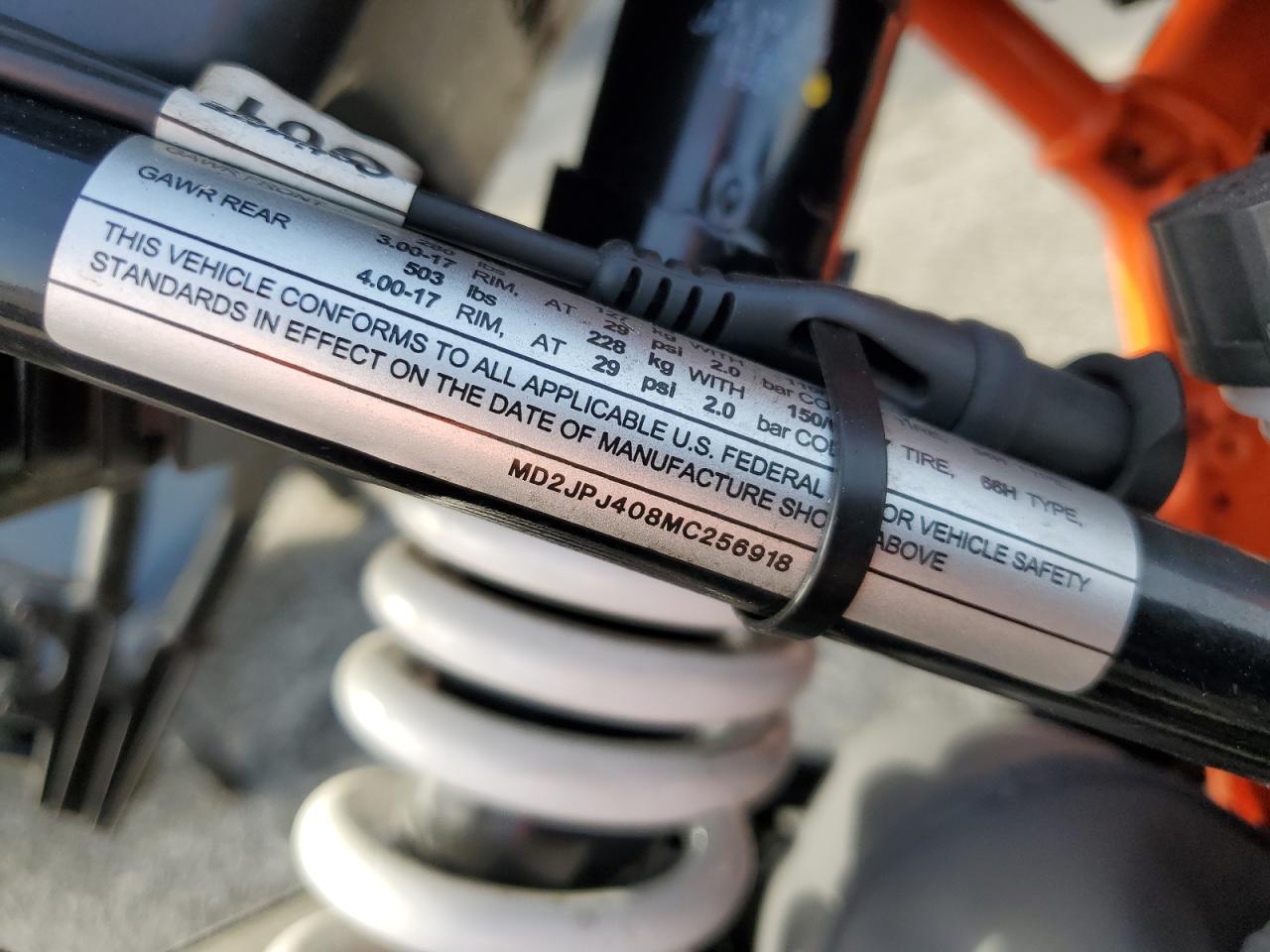 2021 Ktm 390 Duke VIN: MD2JPJ408MC256918 Lot: 57561094