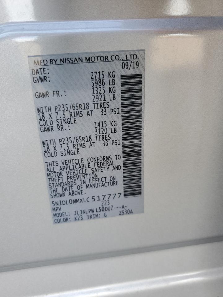 2020 Infiniti Qx60 Luxe VIN: 5N1DL0MMXLC517777 Lot: 59723234