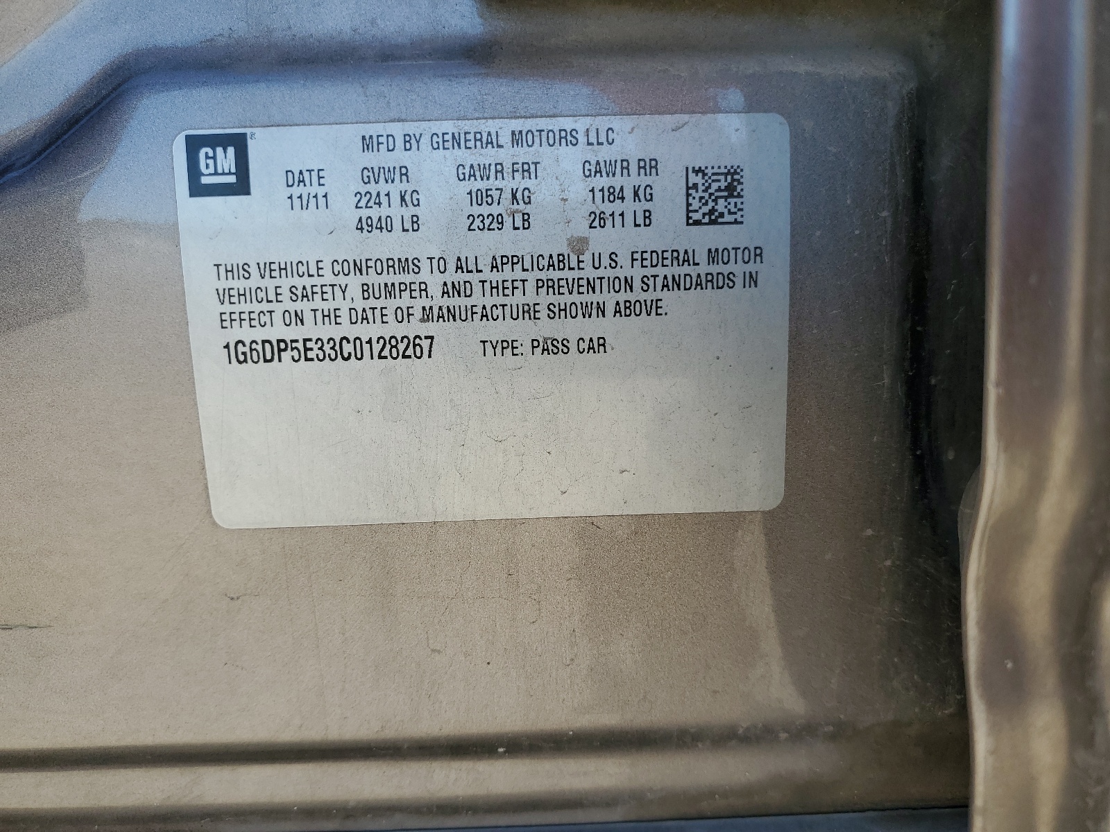 1G6DP5E33C0128267 2012 Cadillac Cts Premium Collection