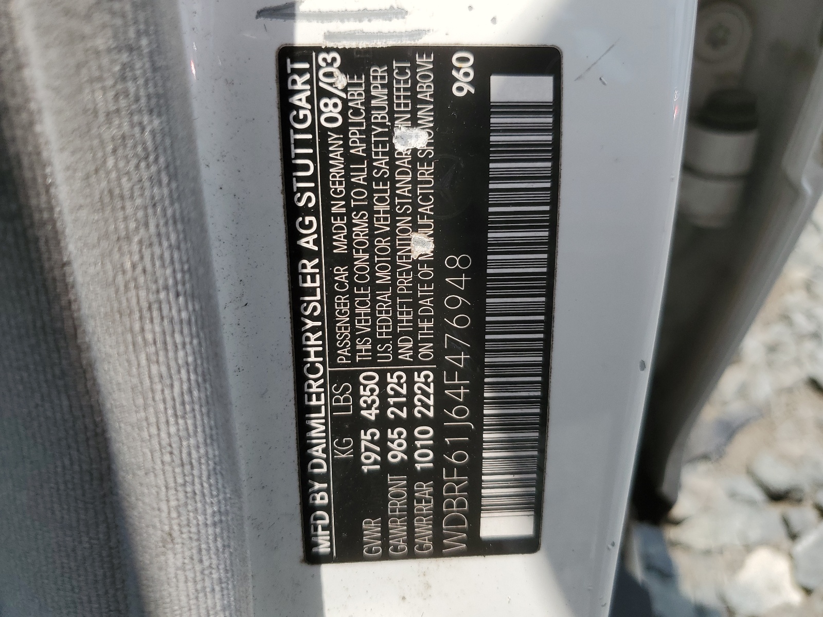 WDBRF61J64F476948 2004 Mercedes-Benz C 240