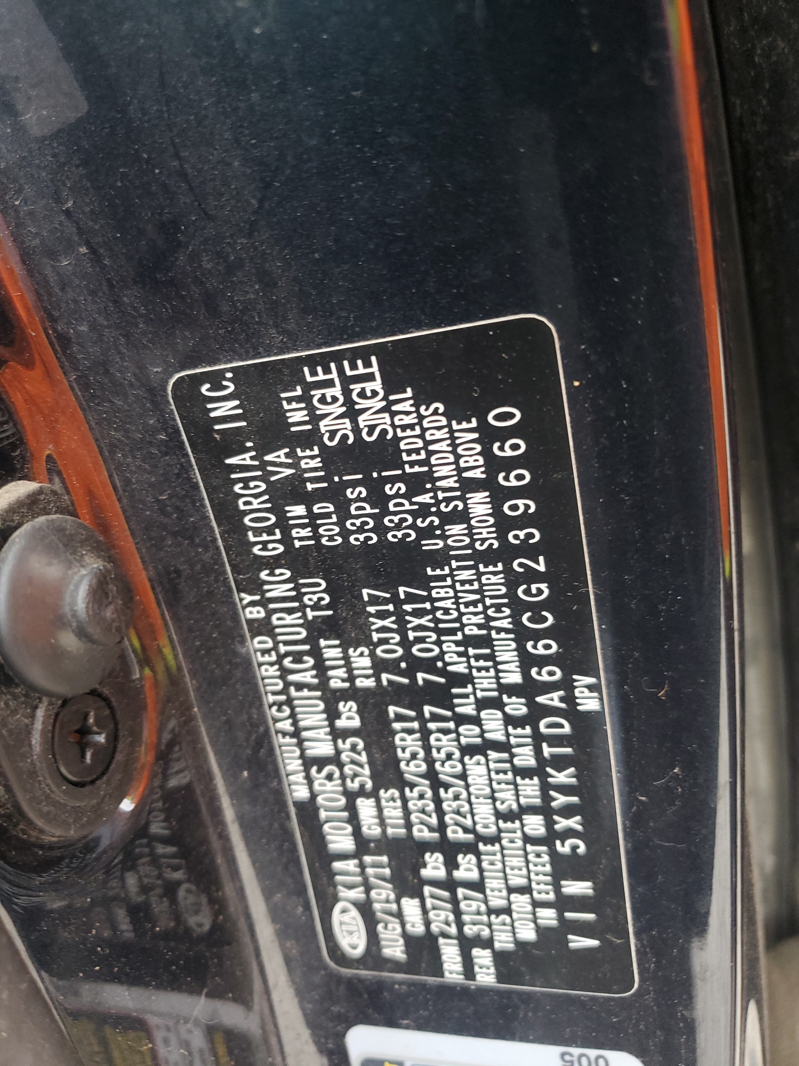 5XYKTDA66CG239660 2012 Kia Sorento Base