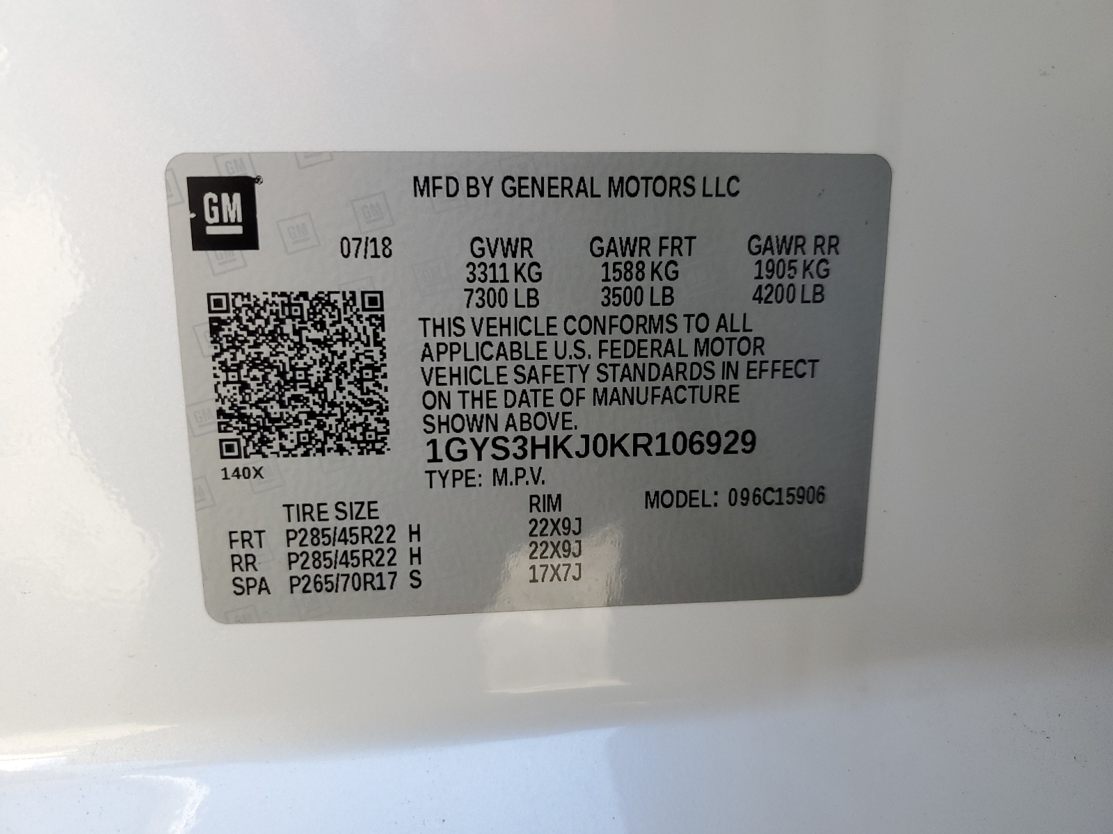 1GYS3HKJ0KR106929 2019 Cadillac Escalade Esv Luxury