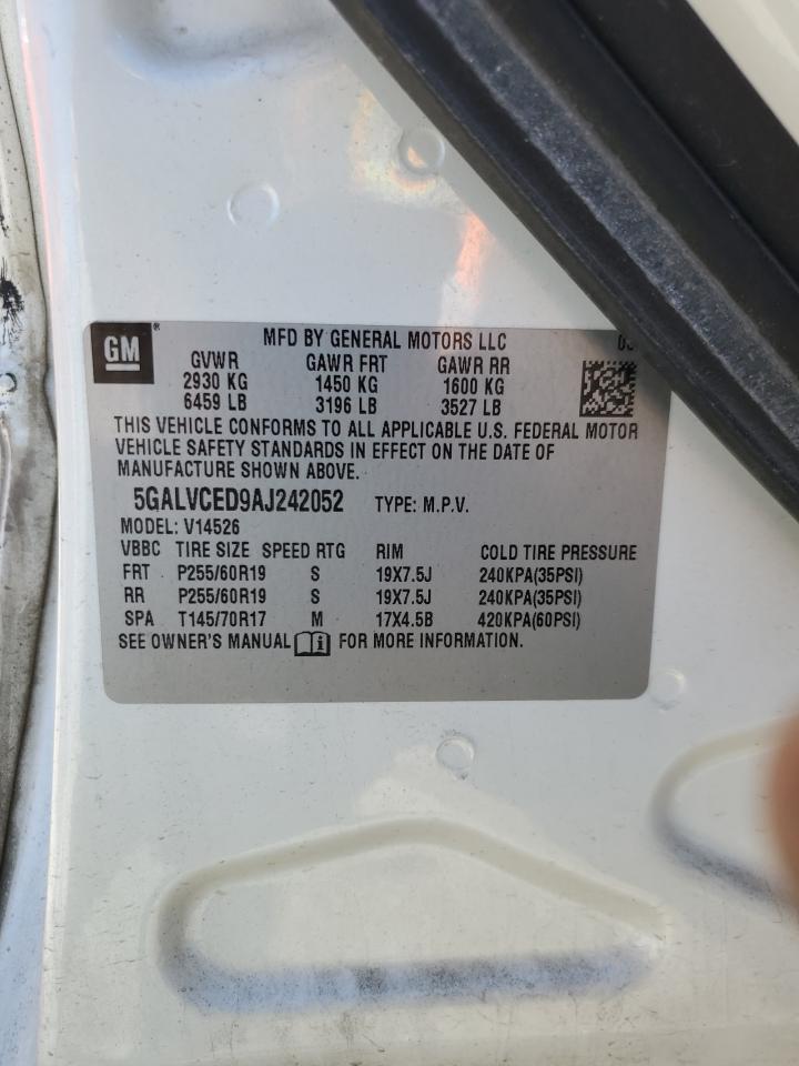 2010 Buick Enclave Cxl VIN: 5GALVCED9AJ242052 Lot: 58437524