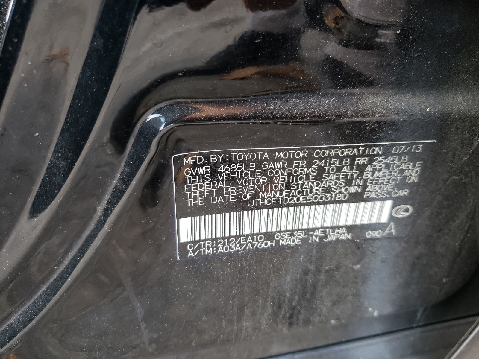 JTHCF1D20E5003180 2014 Lexus Is 250