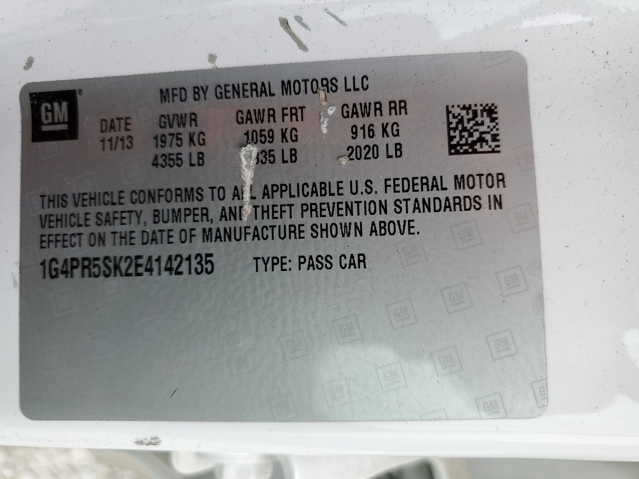 1G4PR5SK2E4142135 2014 Buick Verano Convenience