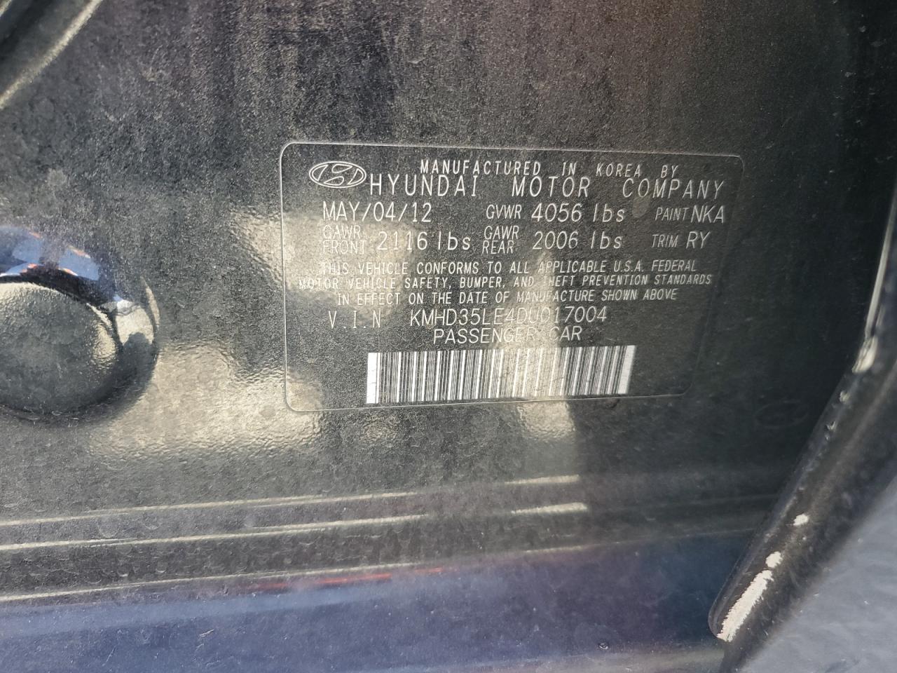 2013 Hyundai Elantra Gt VIN: KMHD35LE4DU017004 Lot: 58561134