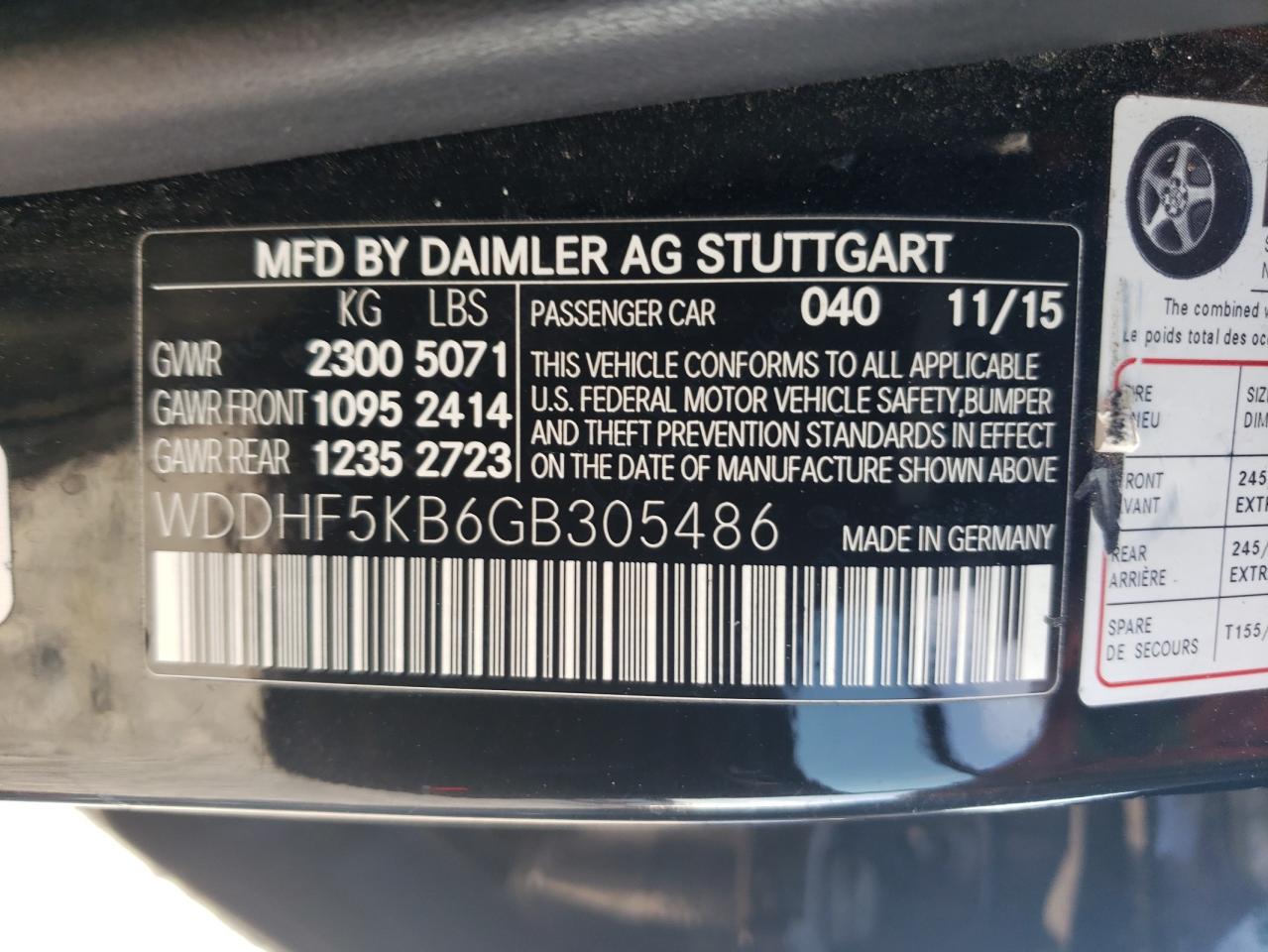 VIN WDDHF5KB6GB305486 2016 MERCEDES-BENZ E-CLASS no.12