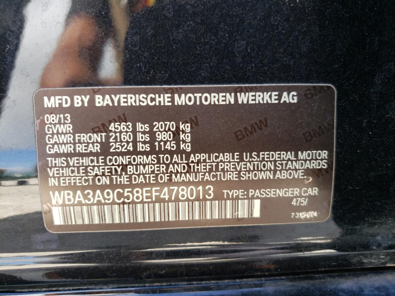 WBA3A9C58EF478013 2014 BMW 335 I