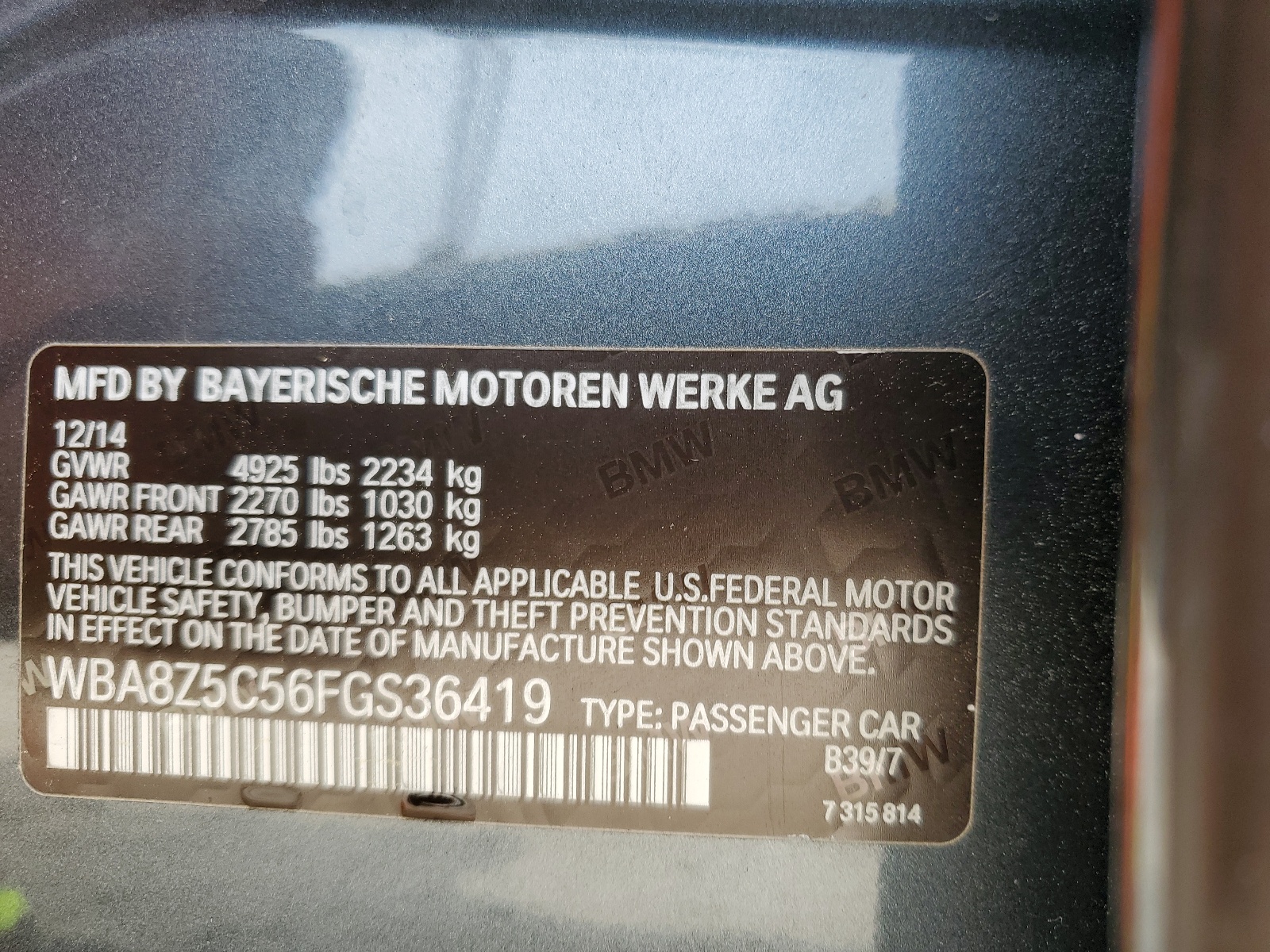 WBA8Z5C56FGS36419 2015 BMW 328 Xigt Sulev