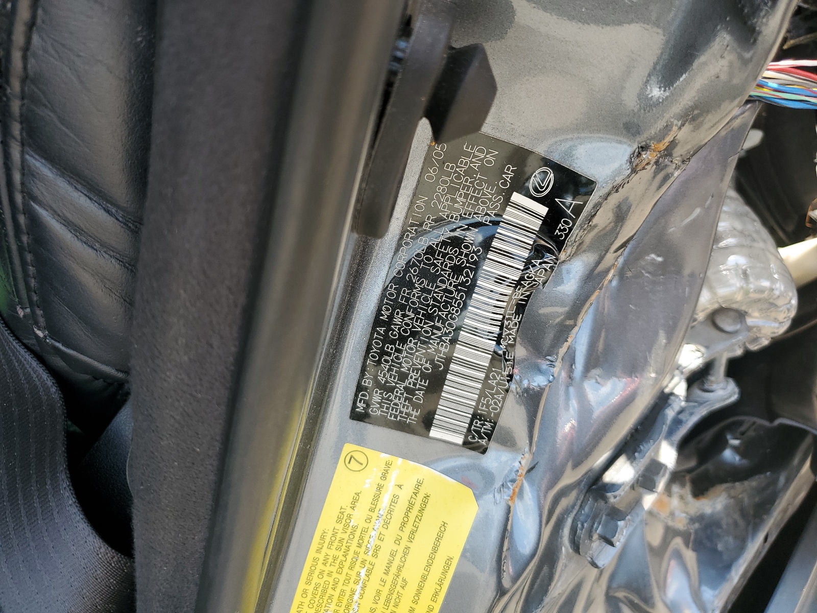 JTHBA30G855132193 2005 Lexus Es 330