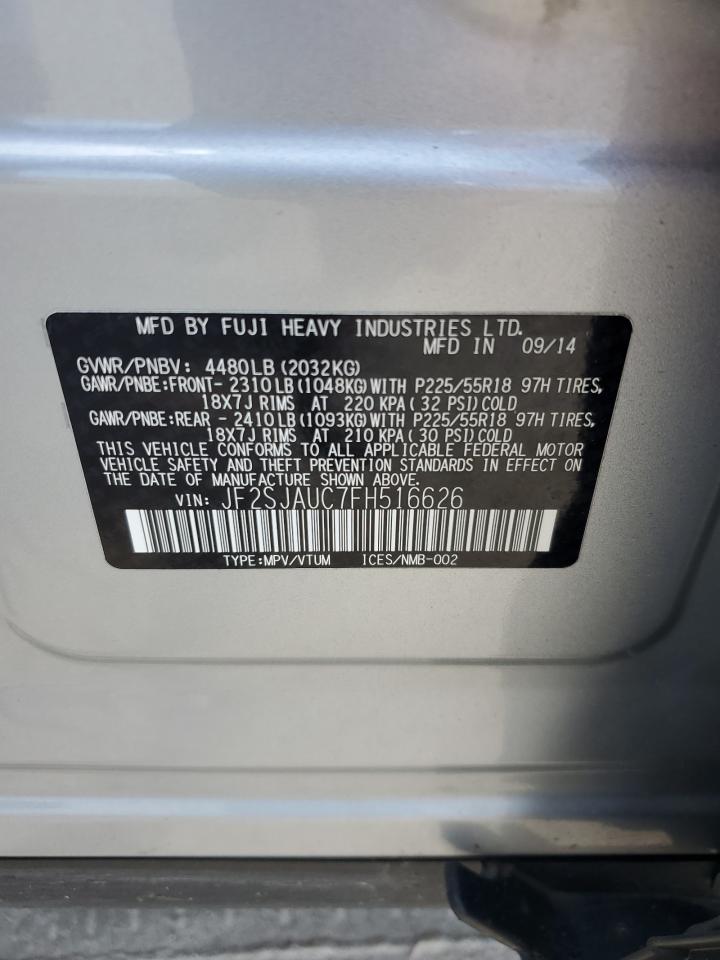 2015 Subaru Forester 2.5I Touring VIN: JF2SJAUC7FH516626 Lot: 60954064
