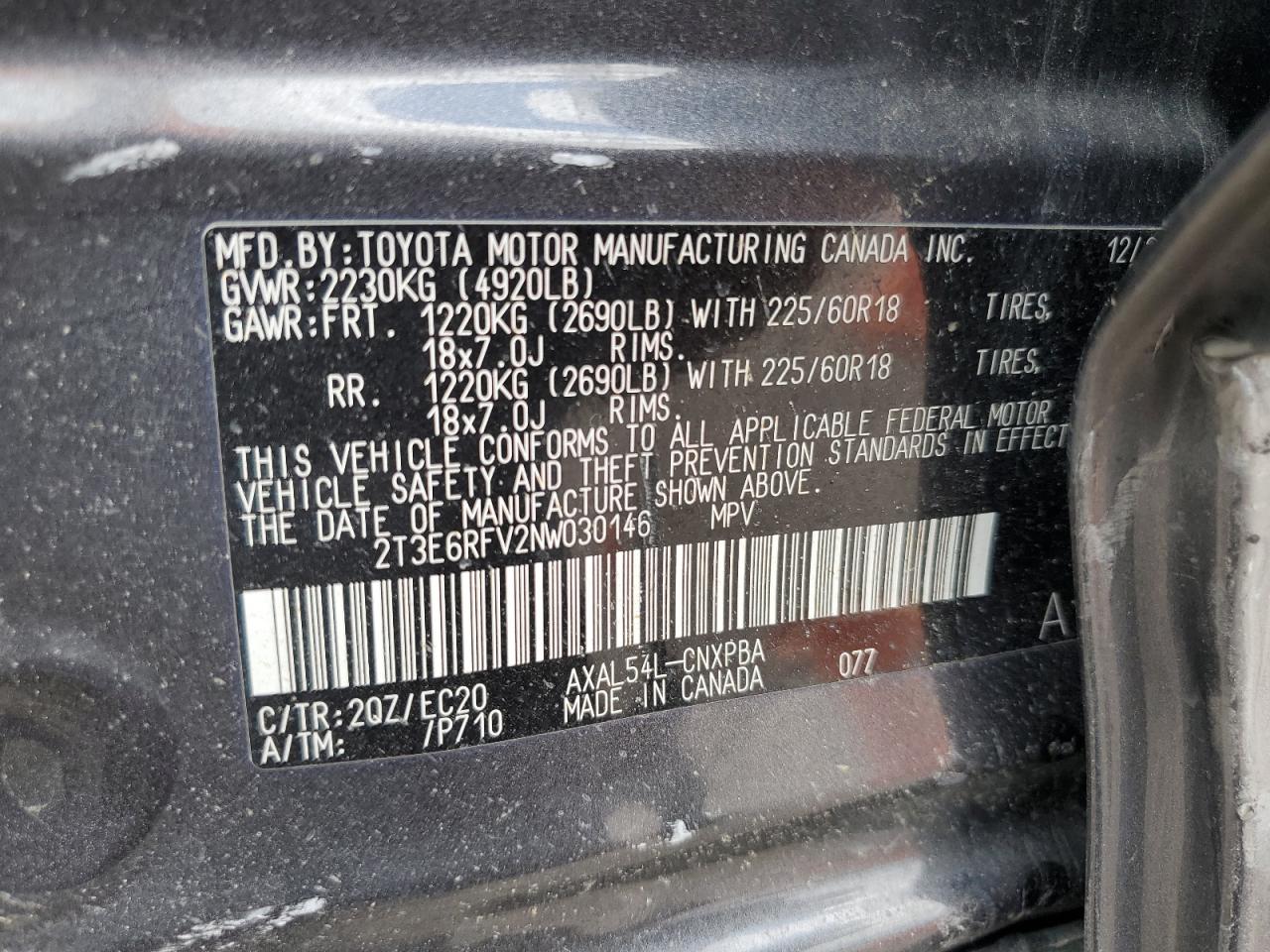 2022 Toyota Rav4 Xse VIN: 2T3E6RFV2NW030146 Lot: 59568644