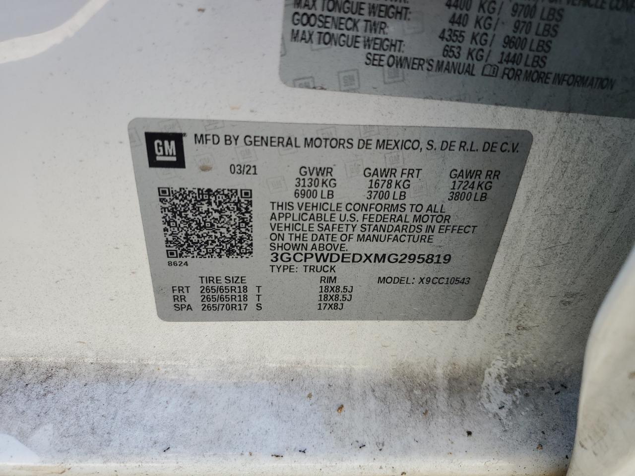 2021 Chevrolet Silverado C1500 Rst VIN: 3GCPWDEDXMG295819 Lot: 60676204