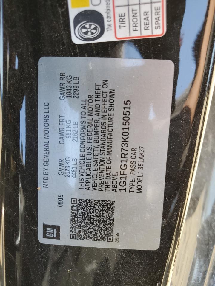 2019 Chevrolet Camaro Ss VIN: 1G1FG1R73K0150515 Lot: 58006354