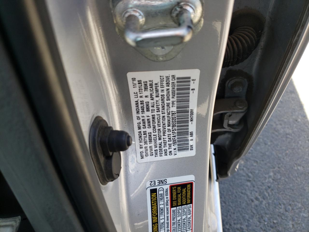 19XFA1F57BE020787 2011 Honda Civic Lx