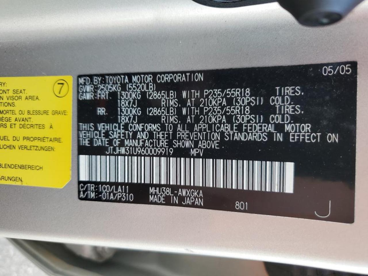 2006 Lexus Rx 400 VIN: JTJHW31U960009919 Lot: 61107854