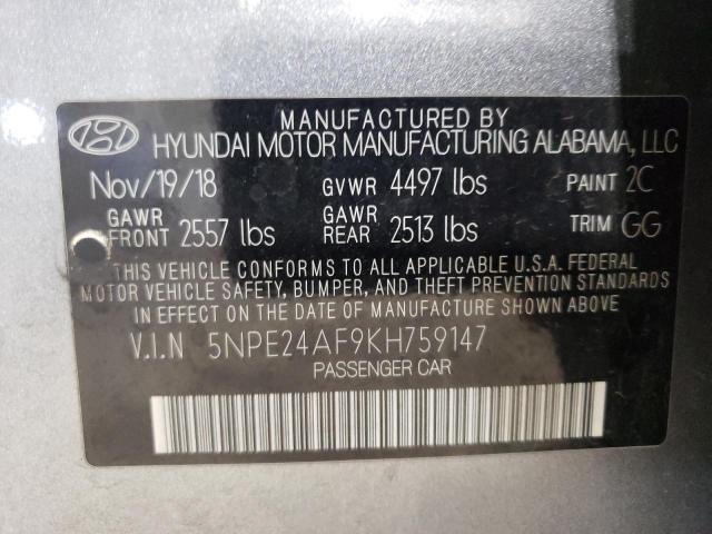 5NPE24AF9KH759147 | 2019 Hyundai sonata se