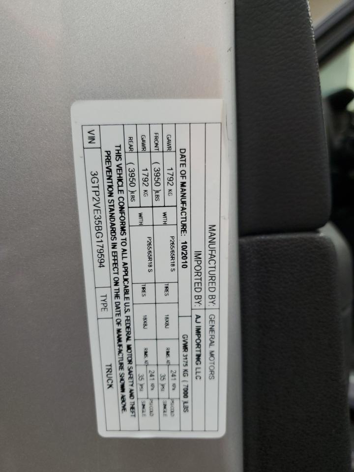 2011 GMC Sierra K1500 Sle VIN: 3GTP2VE35BG179594 Lot: 58513514