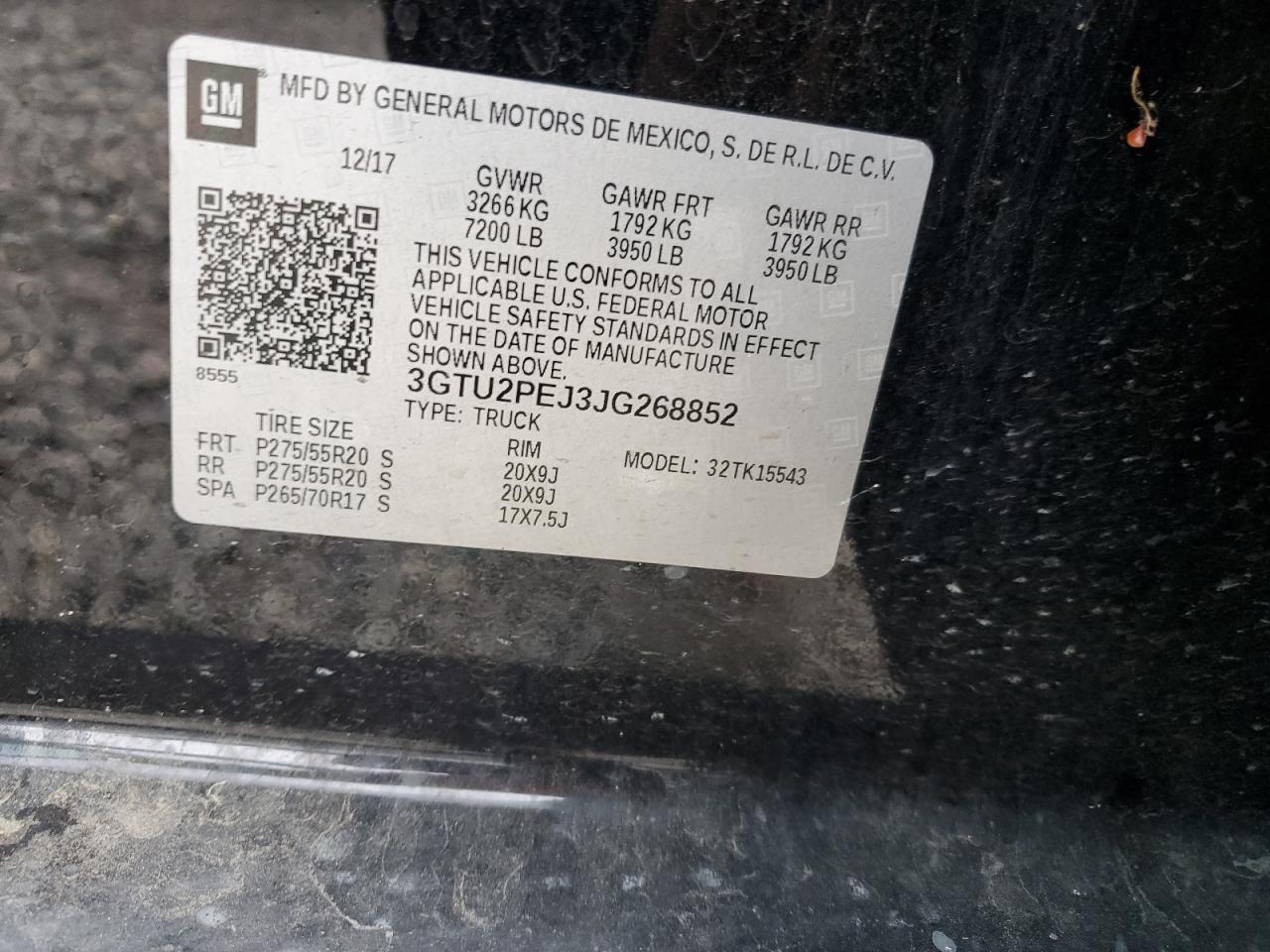 3GTU2PEJ3JG268852 2018 GMC Sierra K1500 Denali