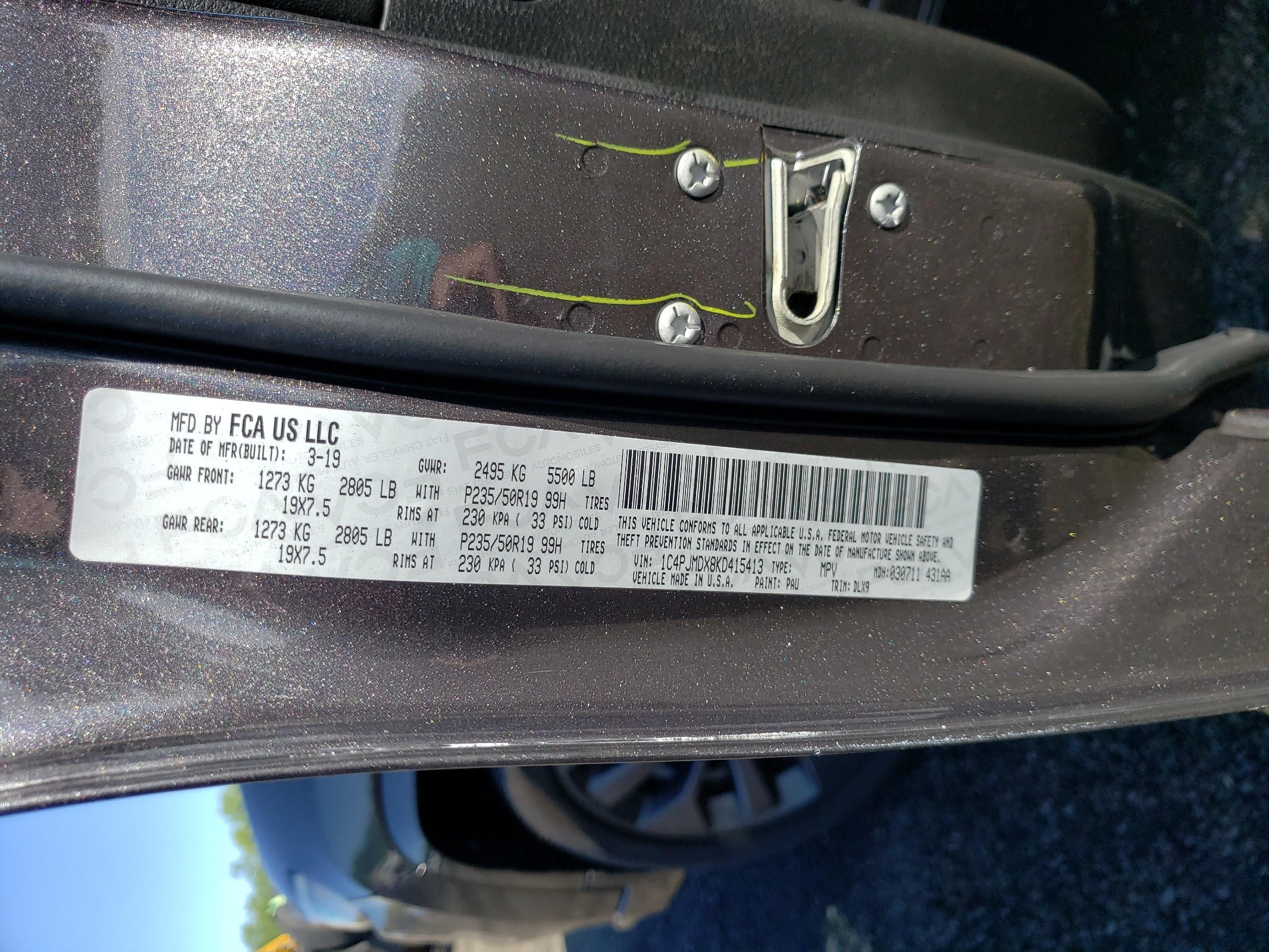 1C4PJMDX8KD415413 2019 Jeep Cherokee Limited