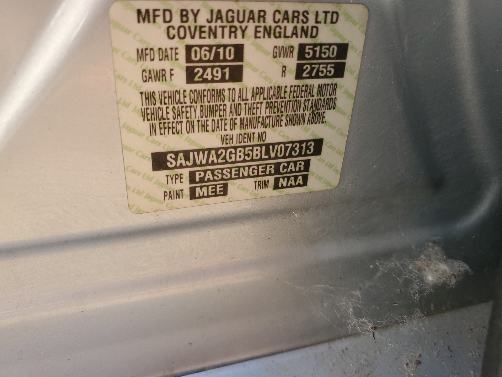 SAJWA2GB5BLV07313 2011 Jaguar Xjl