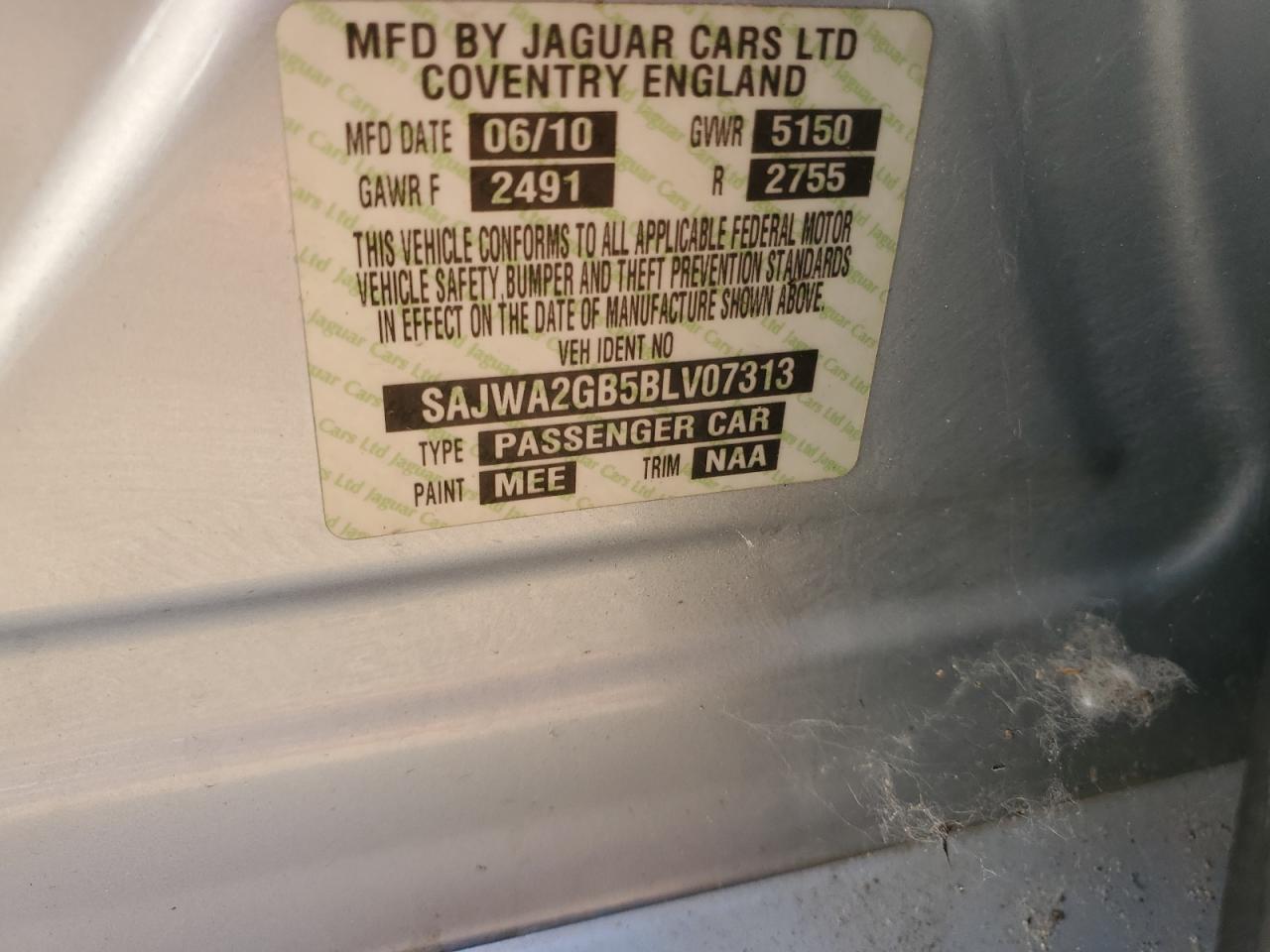 2011 Jaguar Xjl VIN: SAJWA2GB5BLV07313 Lot: 60895224