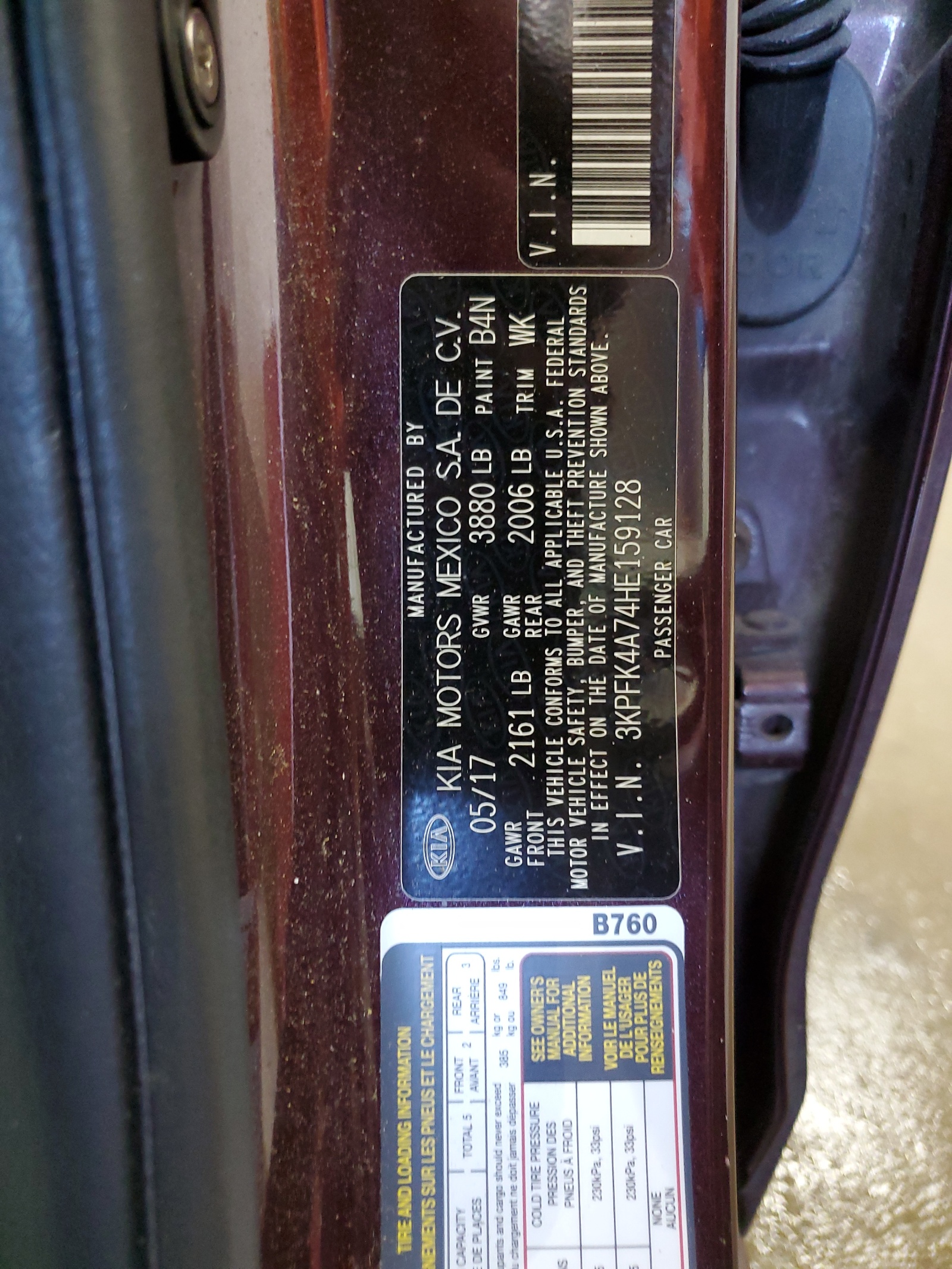 3KPFK4A74HE159128 2017 Kia Forte Lx