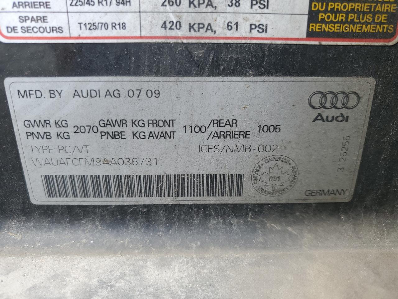 2010 Audi A3 VIN: WAUAFCFM9AA036731 Lot: 58241874