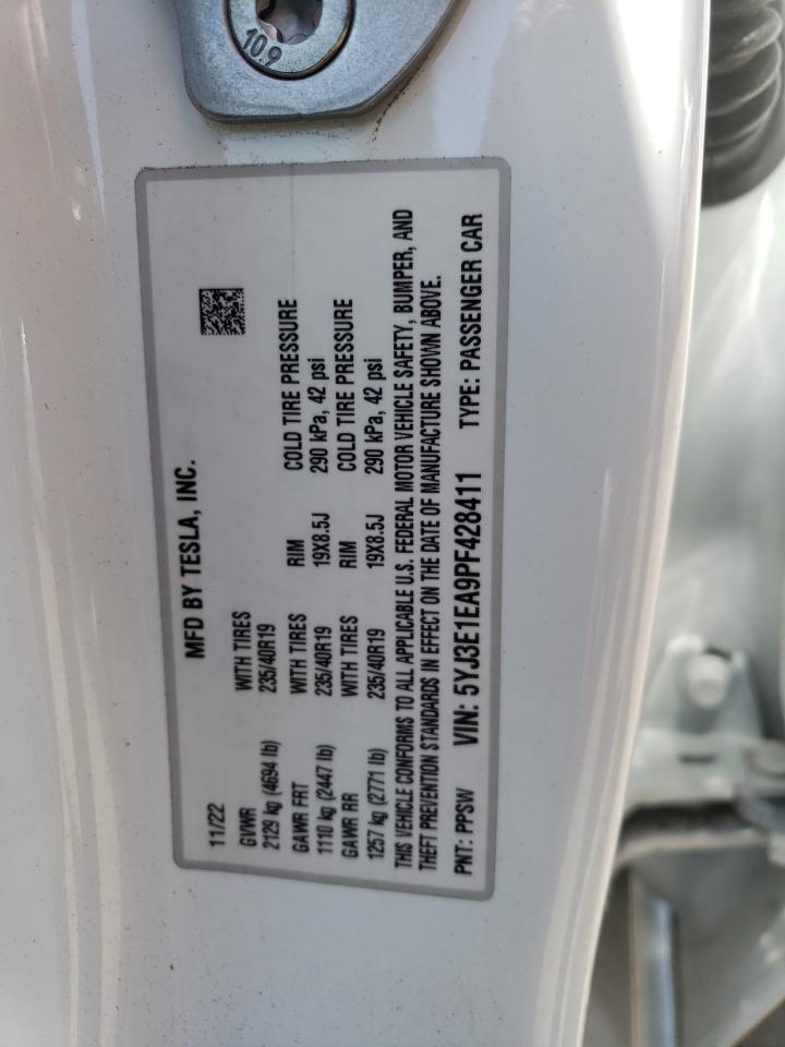 VIN 5YJ3E1EA9PF428411 2023 TESLA MODEL 3 no.12