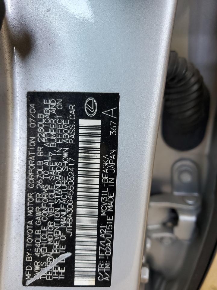 2005 Lexus Es 330 VIN: JTHBA30G455062417 Lot: 59776774