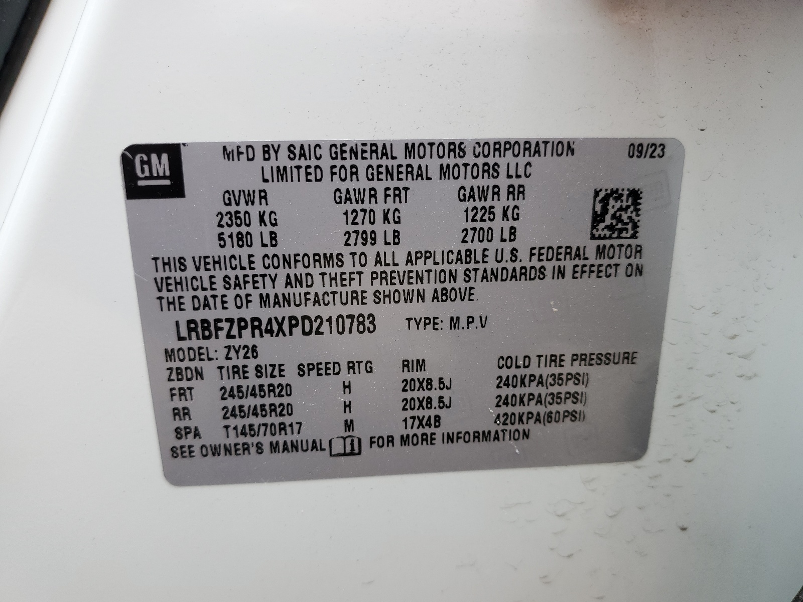 LRBFZPR4XPD210783 2023 Buick Envision Essence