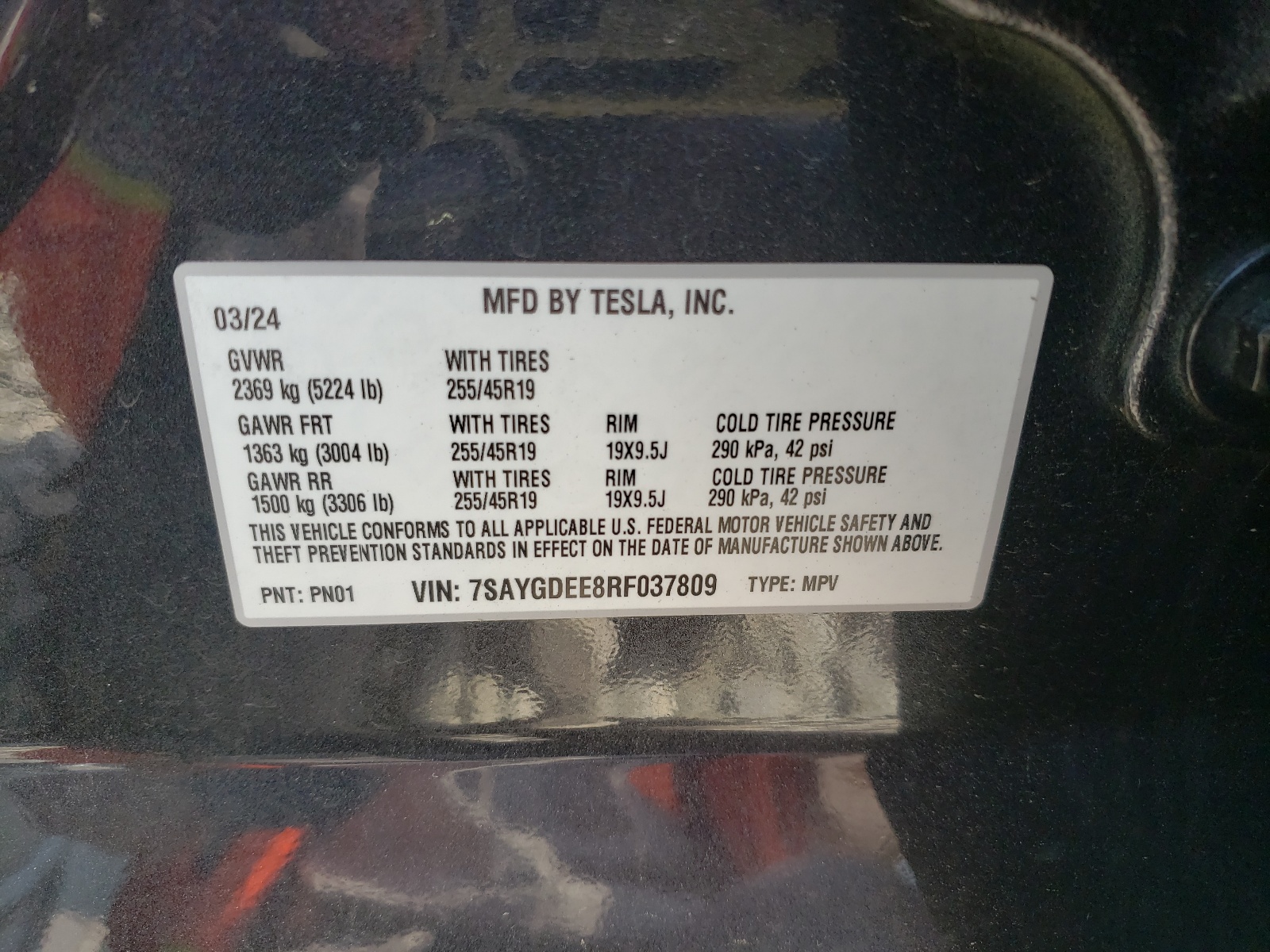 7SAYGDEE8RF037809 2024 Tesla Model Y