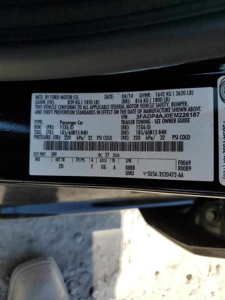 2014 Ford Fiesta S VIN: 3FADP4AJ0EM226187 Lot: 60876184