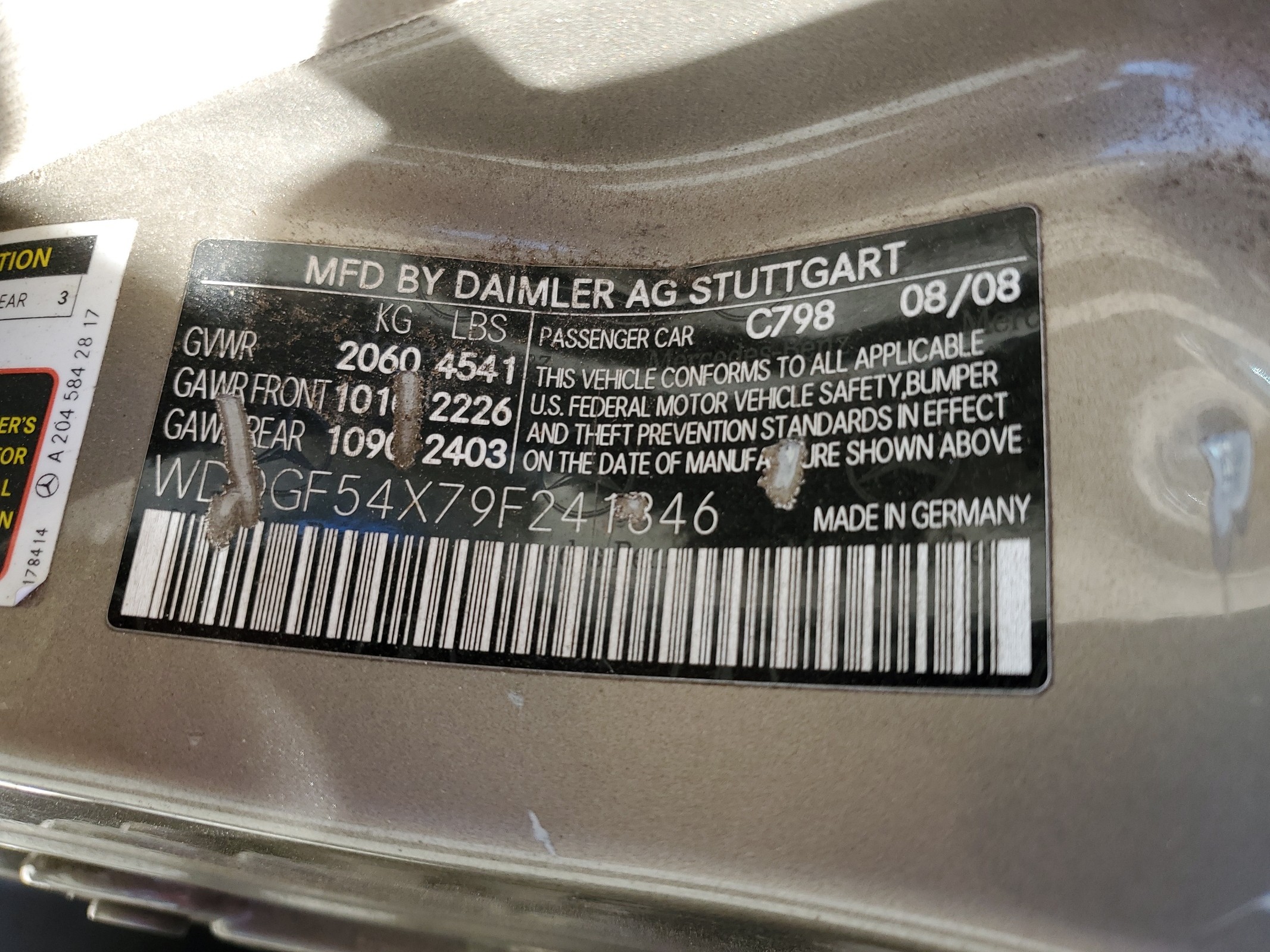 WDDGF54X79F241846 2009 Mercedes-Benz C 300