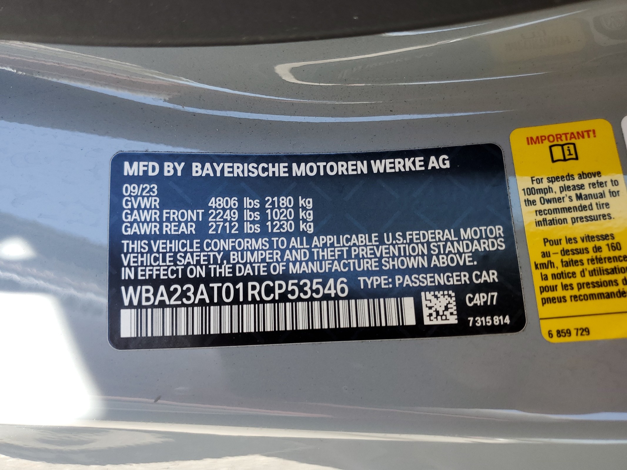 WBA23AT01RCP53546 2024 BMW 430I