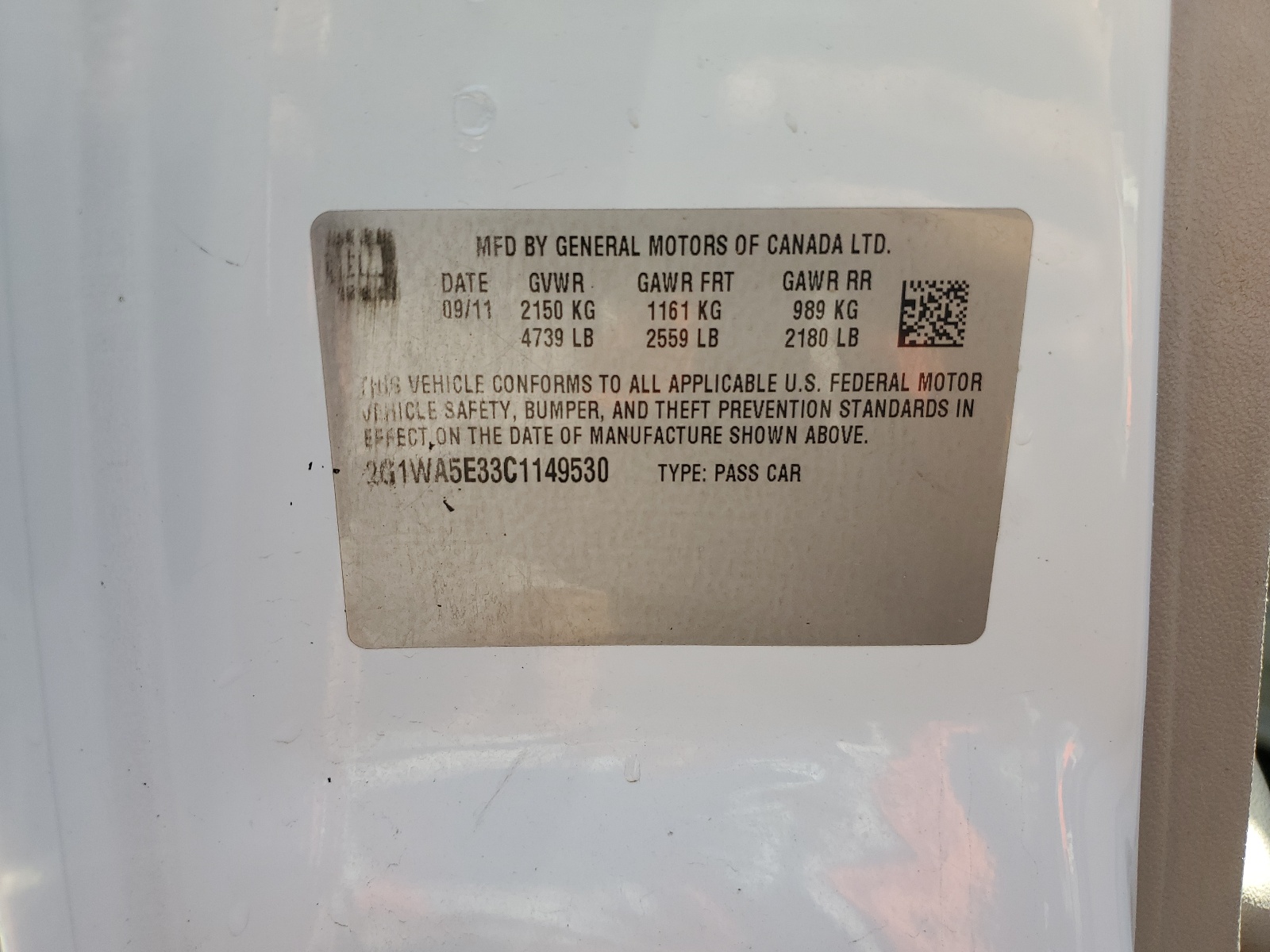 2G1WA5E33C1149530 2012 Chevrolet Impala Ls