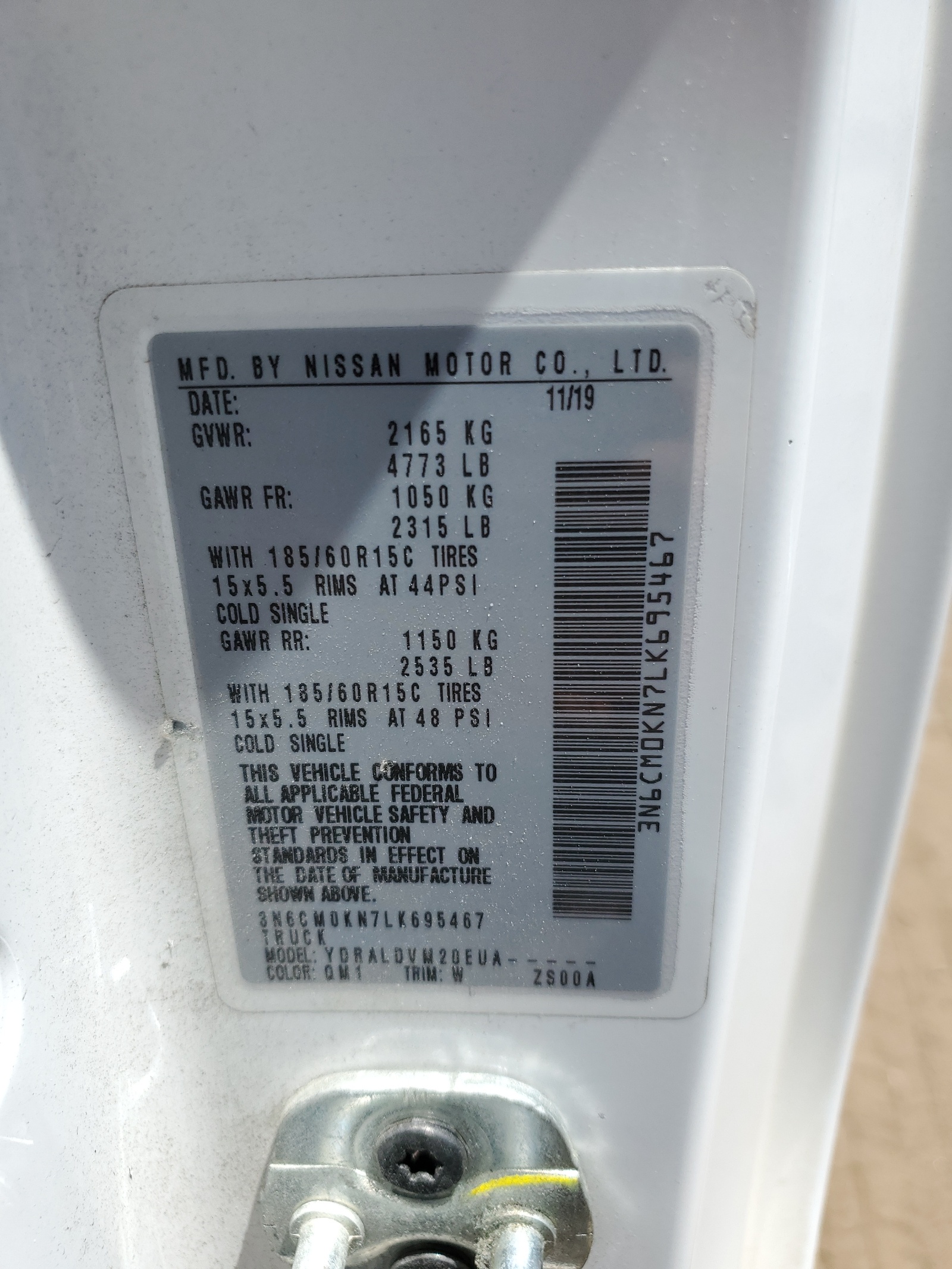 3N6CM0KN7LK695467 2020 Nissan Nv200 2.5S